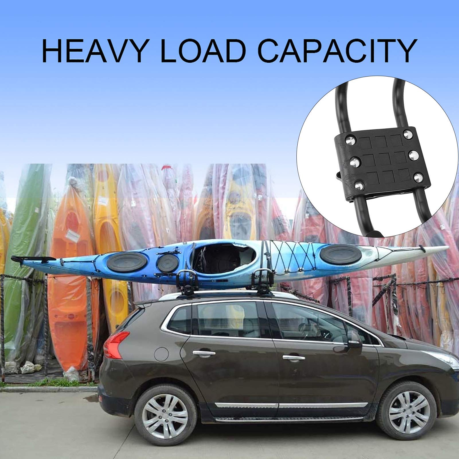 1 par de Portaequipajes para Kayak, Soporte para Kayak, Canoa, Coche, J, Práctico Almacenamiento para Kayak y Soporte para Coche, Soporte para Kayak con Alta Capacidad de Carga y