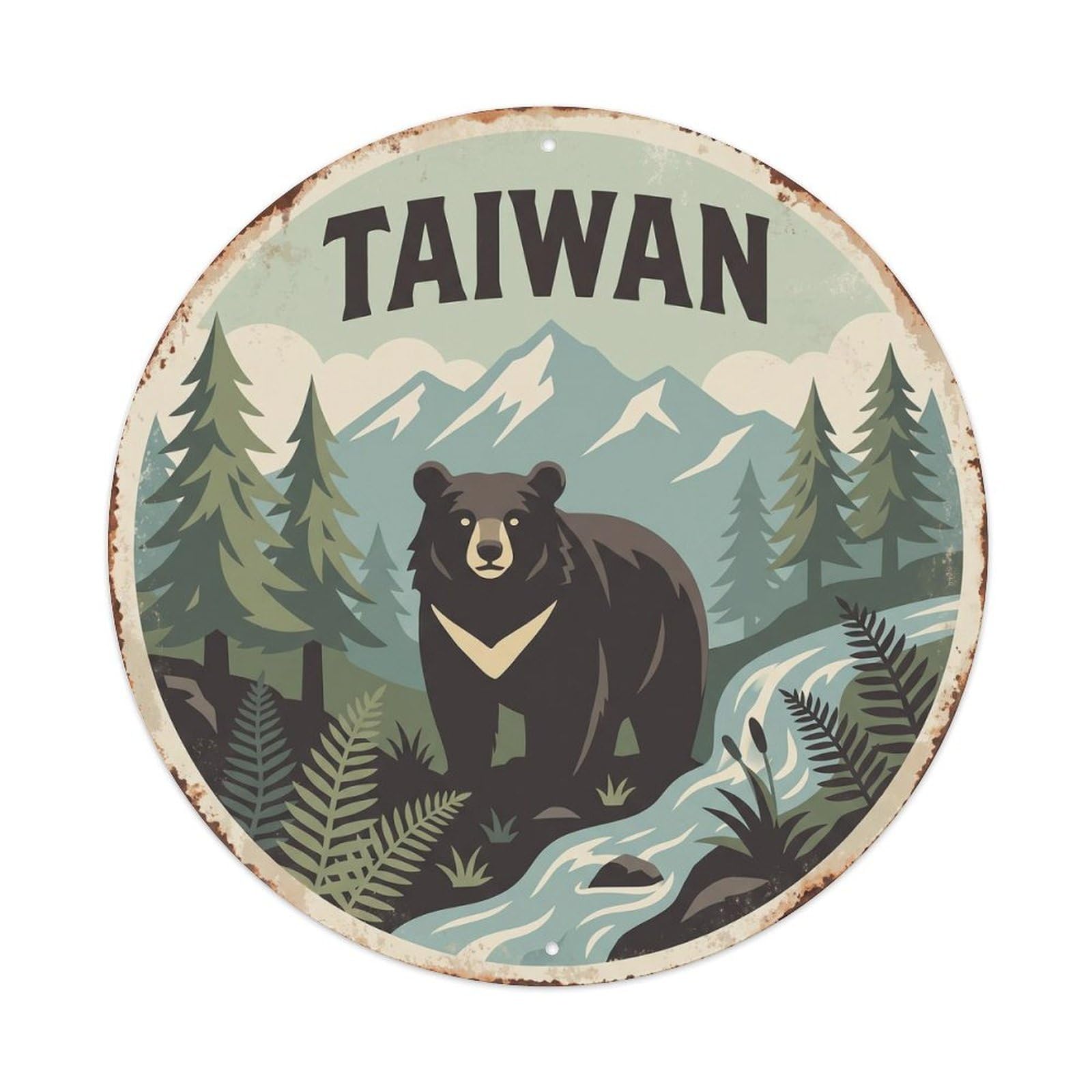 Taiwan Formosan Black Bear Forest Metal Tin Sign
