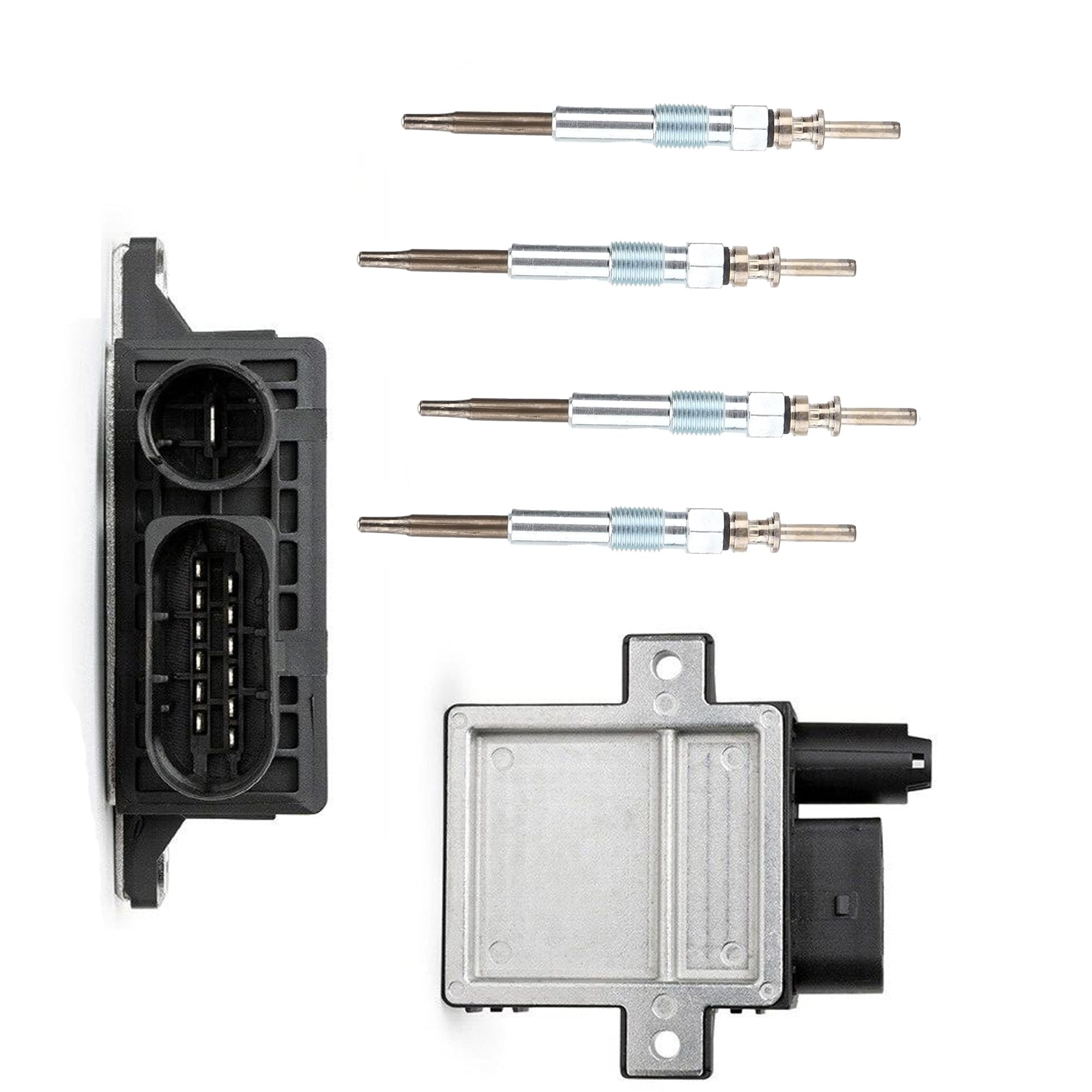 Partsline Kit 4 bougies de préchauffage + 1 relais – Compatible Série 1, 3, 5, X3, Clubman, Cooper D – 12237786869/12217801200
