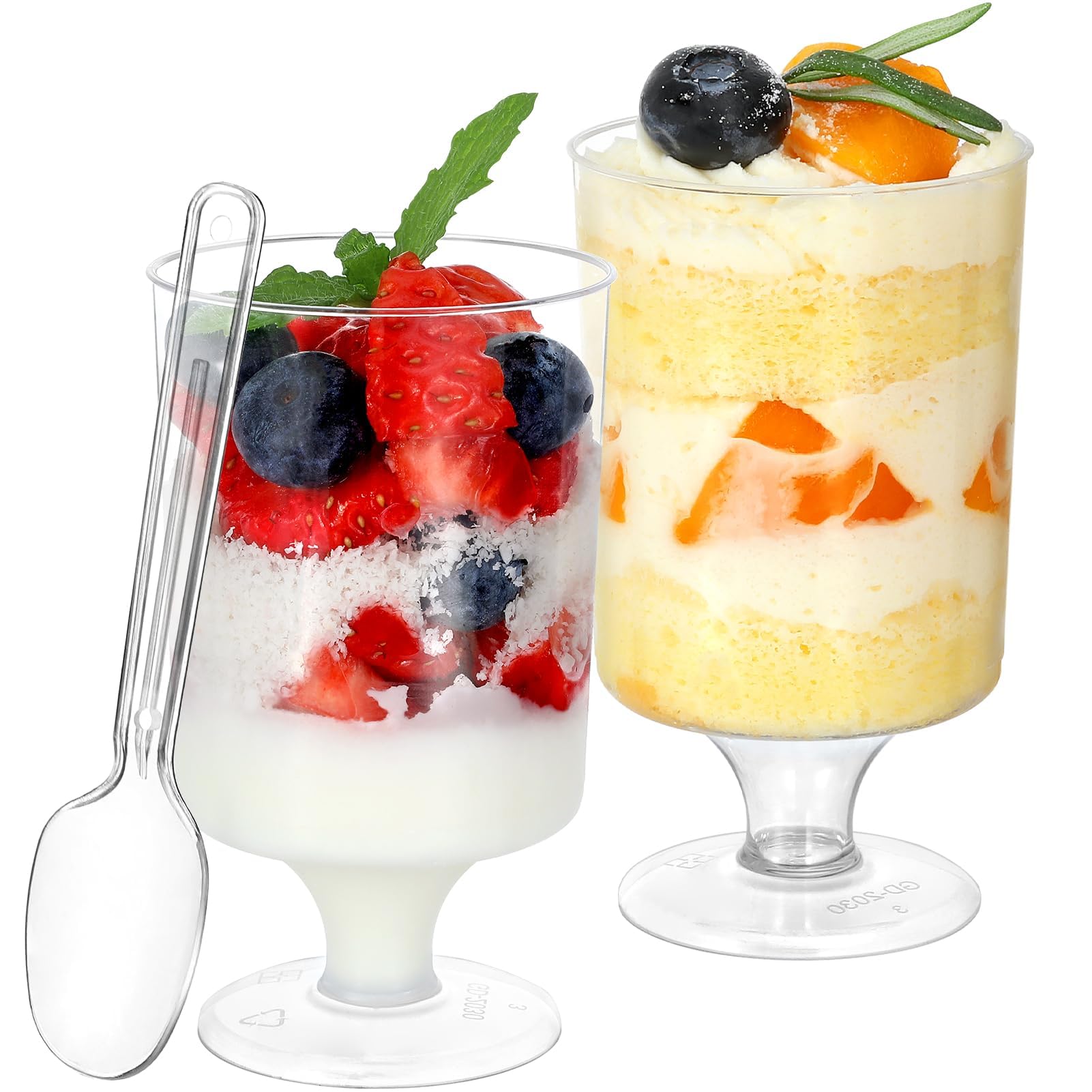 Amazon.com | HawHawToys 60 Pack 3 Oz Mini Dessert Cups Disposable Appetizer  Cup Goblet,Pedestal Clear Plastic Wine Glasses Parfait Appetizer Cups  Serving Bowls for Tasting Party, Wedding, Birthday: Dessert Bowls