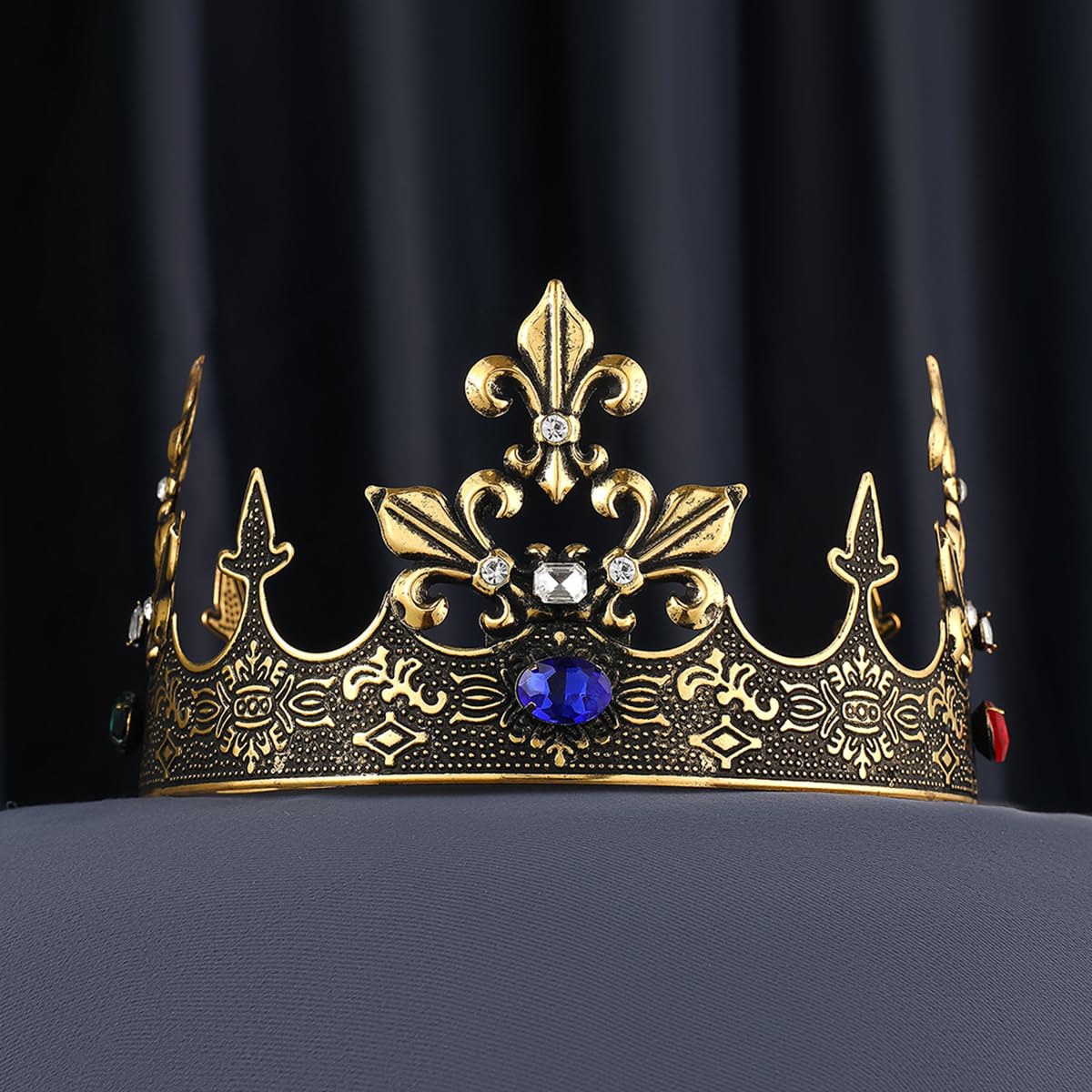 Królewska męska korona królewska, średniowieczna korona na bal, cosplay, urodziny, wesele, przyjęcie, opaska na głowę, akcesoria do włosów