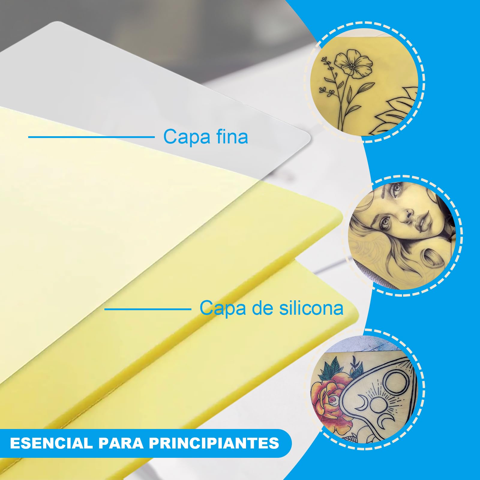 EMALLA 10pcs Piel Sintetica Tatuaje 3mm Pieles Sinteticas Falsos Gruesa para Practicar Tatuajes(18.7cm x 14.2cm)