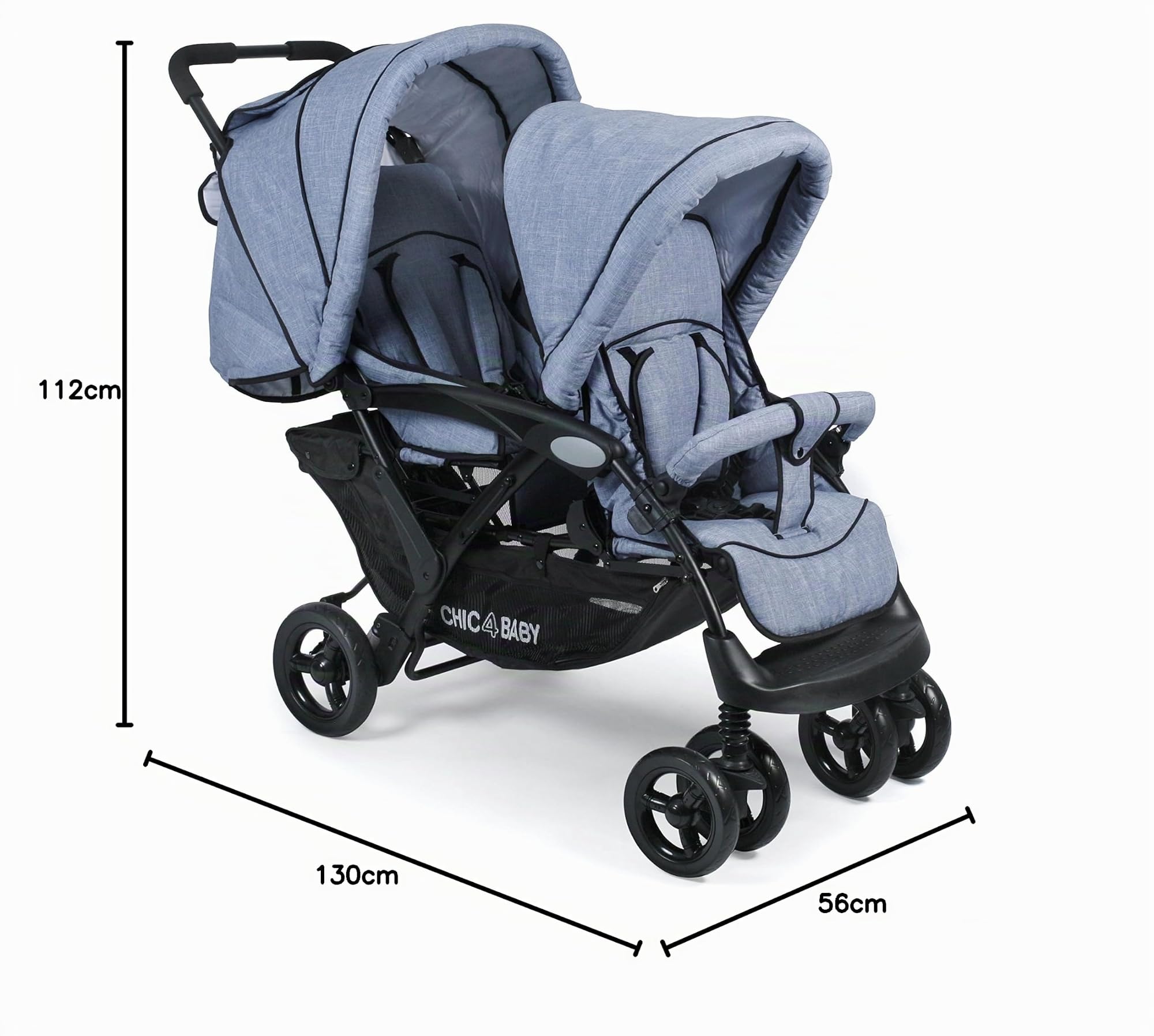 CHIC 4 BABY 274 55 Poussette double Duo, jeans bleu clair/bleu