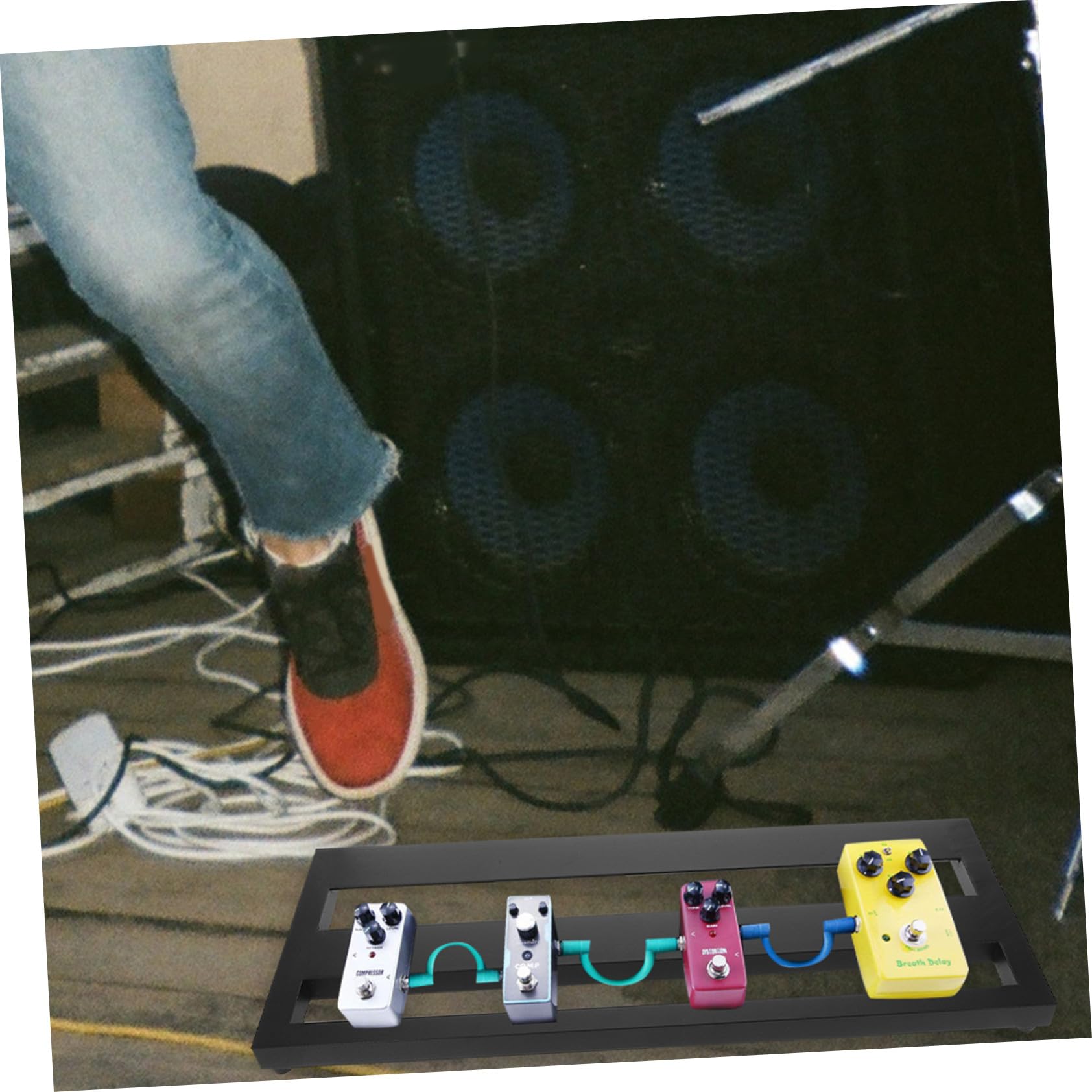 Aluminiumlegierung Gitarren Effektboard Tragbar Langlebig mit Tasche Effector Halterung Stabiles Pedalboard Kompatibel für Gitarre Musiker Zubehör