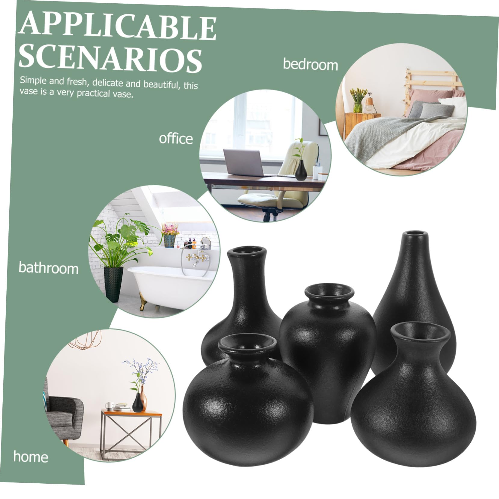 GARVALON 5kawałki Mini Wazon Ceramiczny Stylu Chińskim Elegancka Dekoracja Stół Ceramiczne Pojemniki Kwiaty Do Kwiatów Suszonych i Sztucznych
