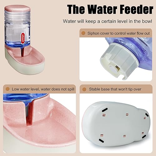 Miniatura 4 de Dispensadores automático de comida y agua para mascotas pequeñas y medianas, dispensador de comida y dispensador de 1 galón (3.8 litro) de agua,