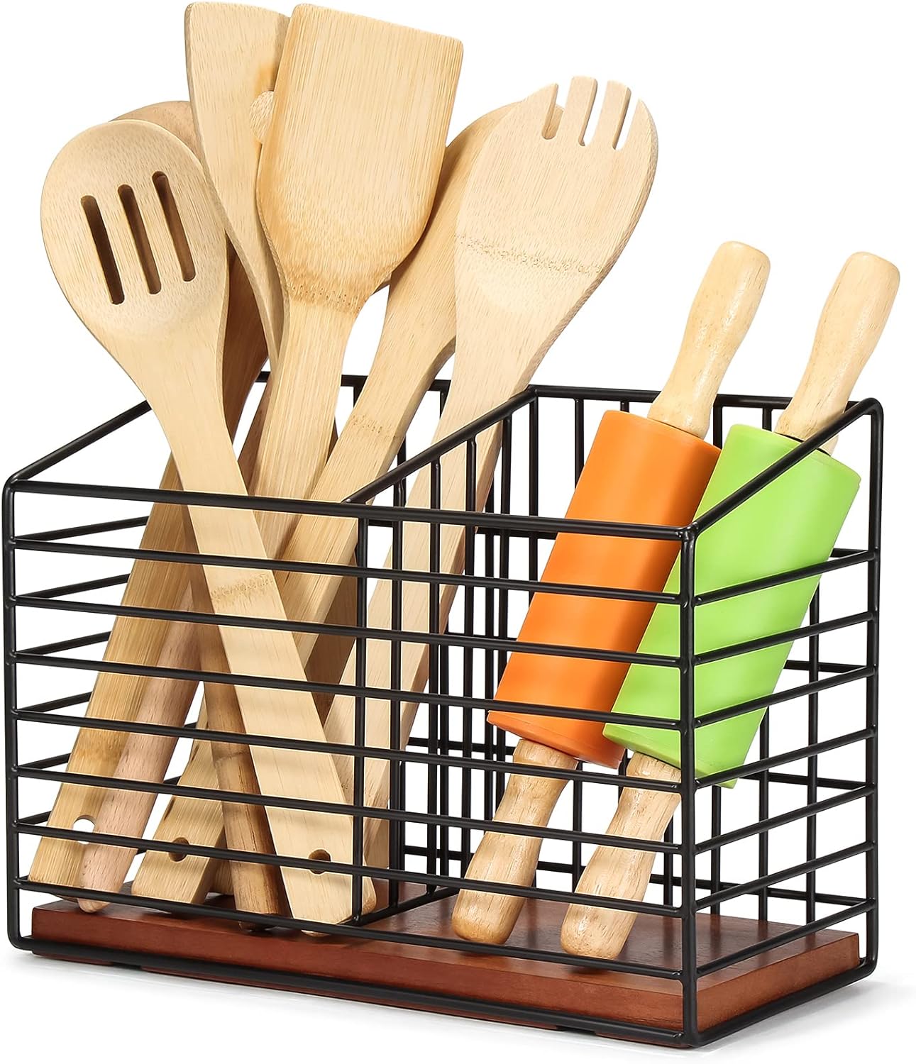 THYGIFTREE Utensil Holder for Kitchen Counter, Black Metal Cooking