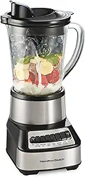 Hamilton Beach Liquidificador Wave Crusher com pote de vidro de 1,18 l e 14 funções para purê, trituração de gelo, shakes e smoothies, aço inoxidável (54221)