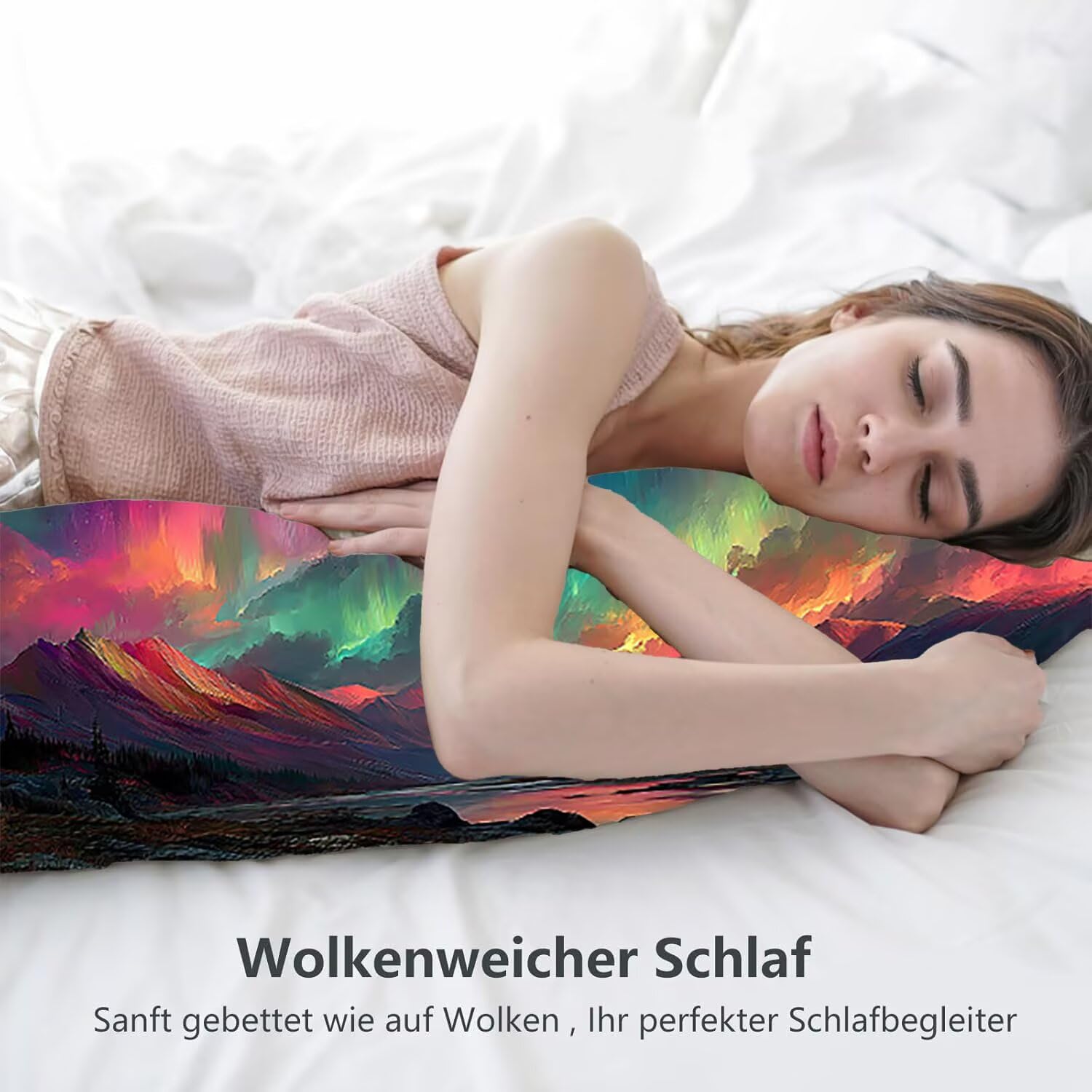 Poszewki na poduszki, bardzo długa poduszka do ciała 60 x 180 cm, światło północne boczne poduszki do spania dla dorosłych, wsparcie pleców i nóg, aksamitna poszewka na poduszkę, poduszka do ciała dla