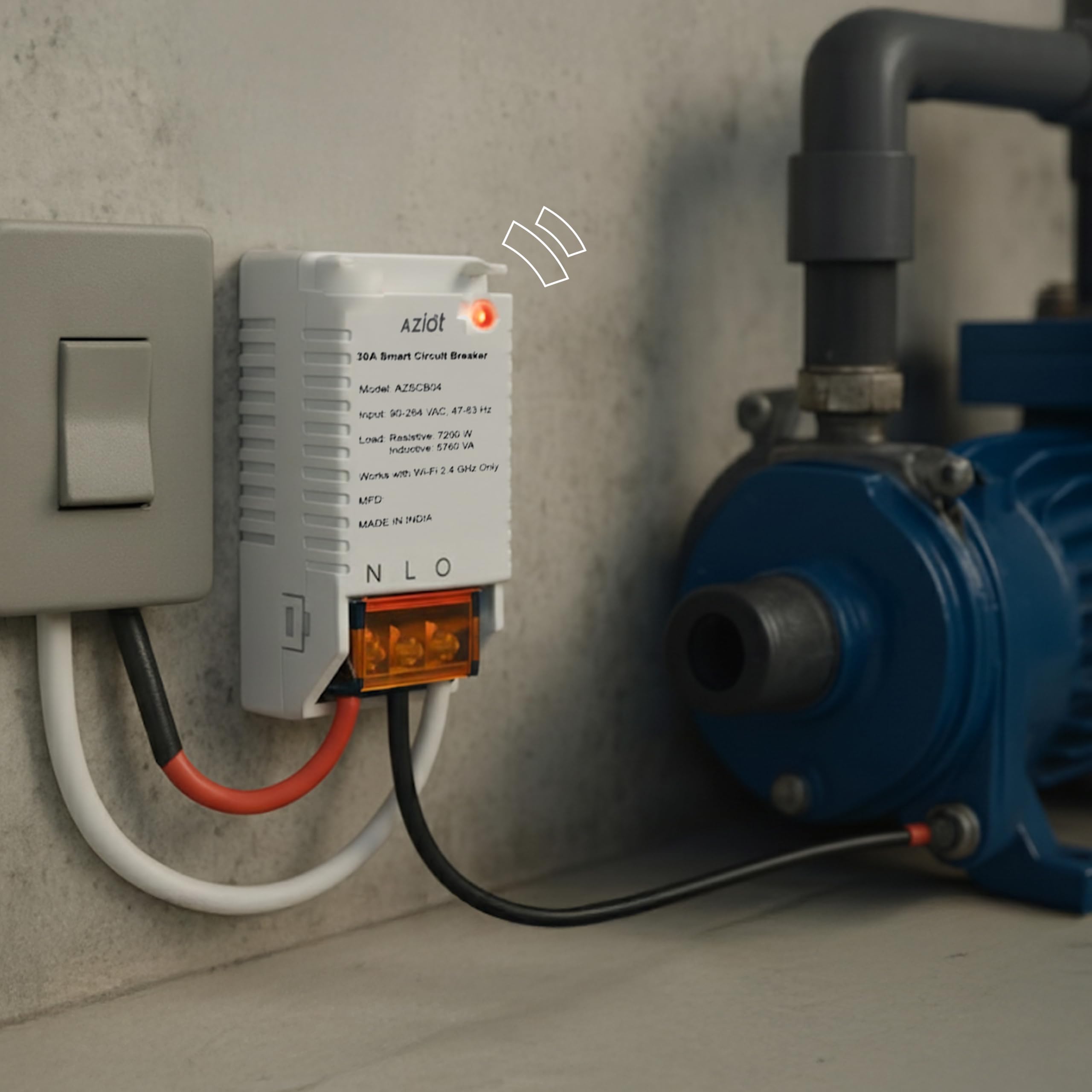 Aziot 30Amp with Energy Monitoring WiFi plus Bluetooth Smart Circuit Breaker, Mobile App Control, Alexa & Google Assistant Compatible, Easy Installation, Made in India 1