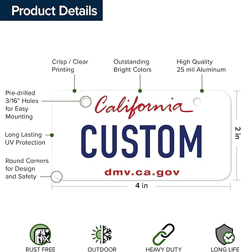 Miniatura 7 de Mini matrícula, placas personalizadas, personalizadas para automóvil, bicicletas, cuatrimoto, automóvil de niños, carrito de golf, Jeep, 2 x 4