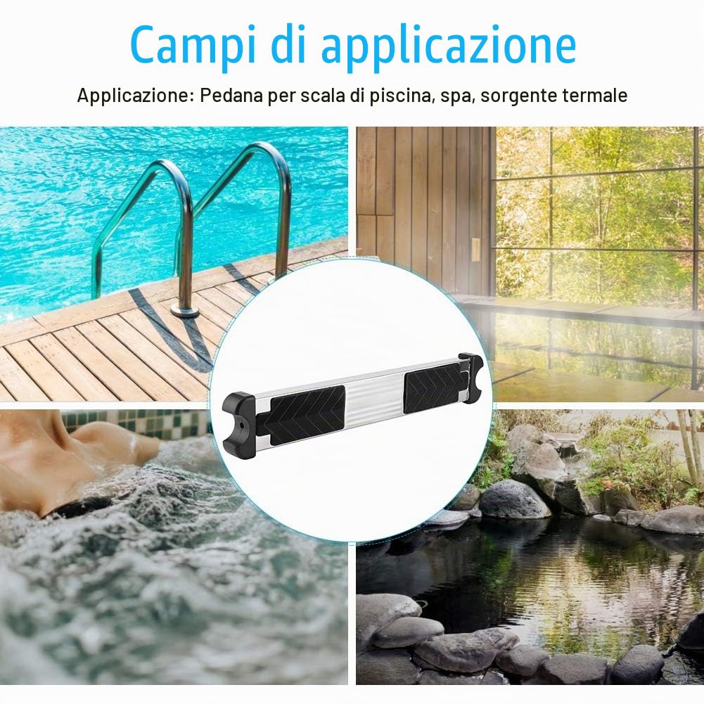 Pedale Della Scala, 304 in Acciaio Inox Ispessito per Piscina Sostituzione Della Scala Gradini Pioli Resistenti Gradini Scale da Bagno Pedale con Cuscinetto in Gomma Antiscivolo per Piscina Termale