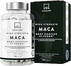 Black and Yellow Maca - 57,000 mg - Peruvian Andean Maca with Panax Ginseng, L-Arginine, Vitamin B6 and Black Pepper Extract - 120 Maka Capsules - Vegan