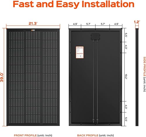 Miniatura 2 de RICH SOLAR Panel solar monocristalino prémium de 100 W, 12 voltios, color negro