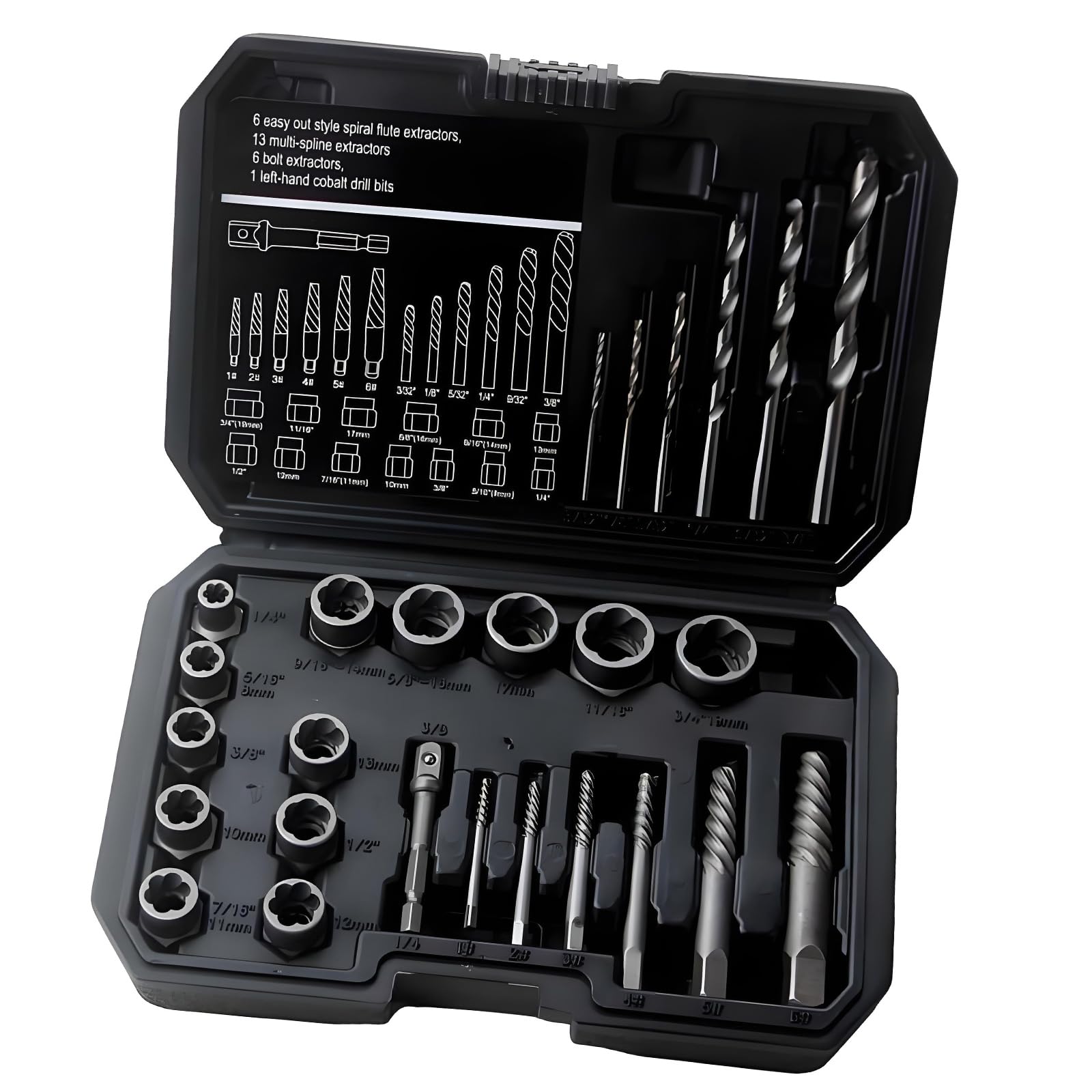 Woedpez Comprehensive 26Pcs Bolt Extractor Tool Set Suitable For Quick And Efficient Studs Screw Removal Auto Equipment Repair Automotive Repair Equipment
