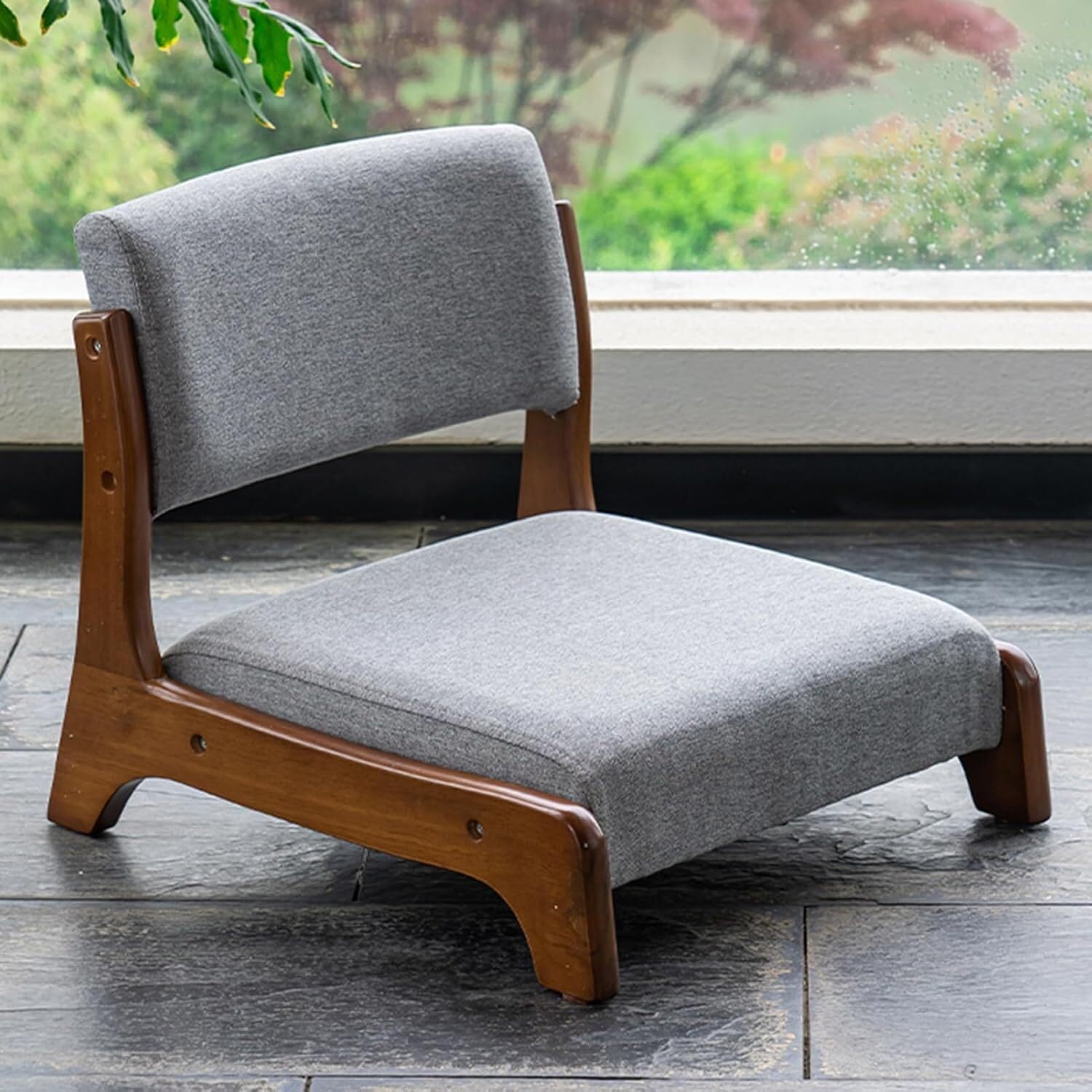 Chaise de sol de méditation en bois de noyer noble