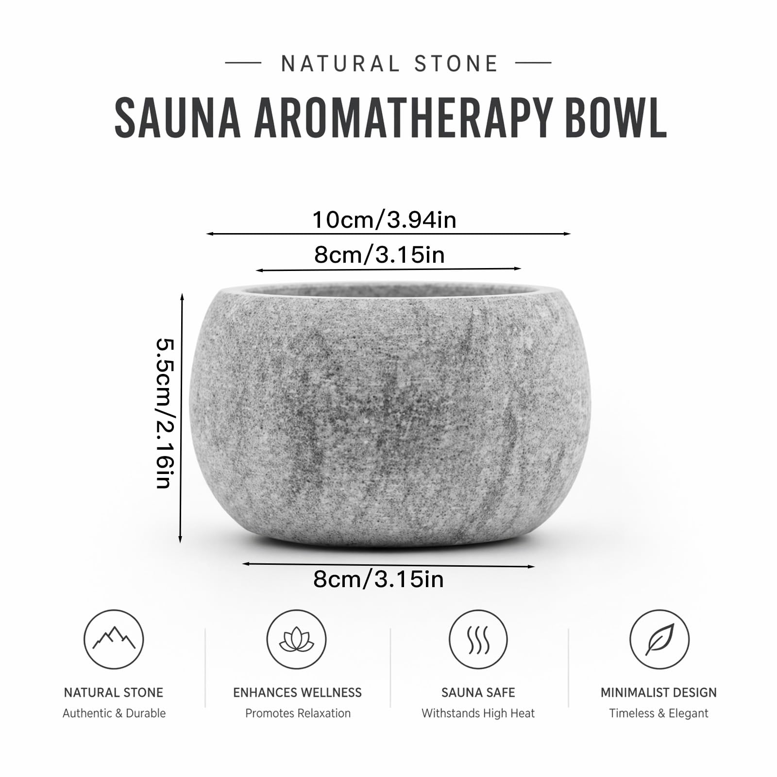 Sauna Aromaschale aus Sauna zubehör - 10,5 x 6 cm Saunazubehör, Verdampferschale Sauna aus Granit, für Mentholkristalle & Saunaöle, für Heimsauna und Dampfbadzubehör Duftsteine