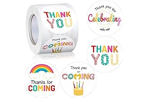 360 Pcs Thank You Labels Rainbow Birthday Stickers