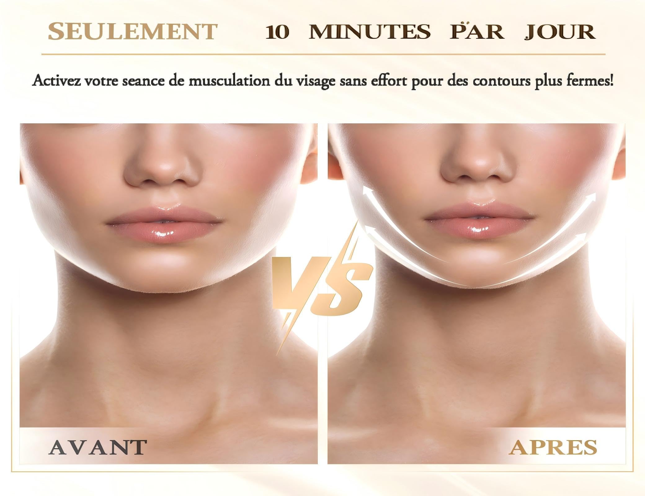 Appareil massage Visage ANLAN Appareil Anti Rides Visage, 4 Mode EMS Lifting Visage, Double Menton/Muscle Masséter, 42°C LED Rouge et Bleue, Télécommande LCD
