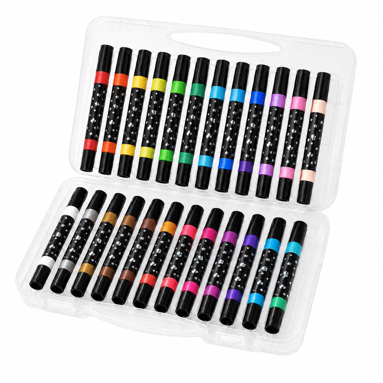 AEXONIZ TOYS Glitter Marker Brush Pen Set,Dual Tip Pens with Shimmer Colours,Art Markers for Kids & Adults,DIY Greeting Cards,Scrapbooking,Calligraphy & Crafts(24 Dual Tip Pens with 48 Colours)-image-8