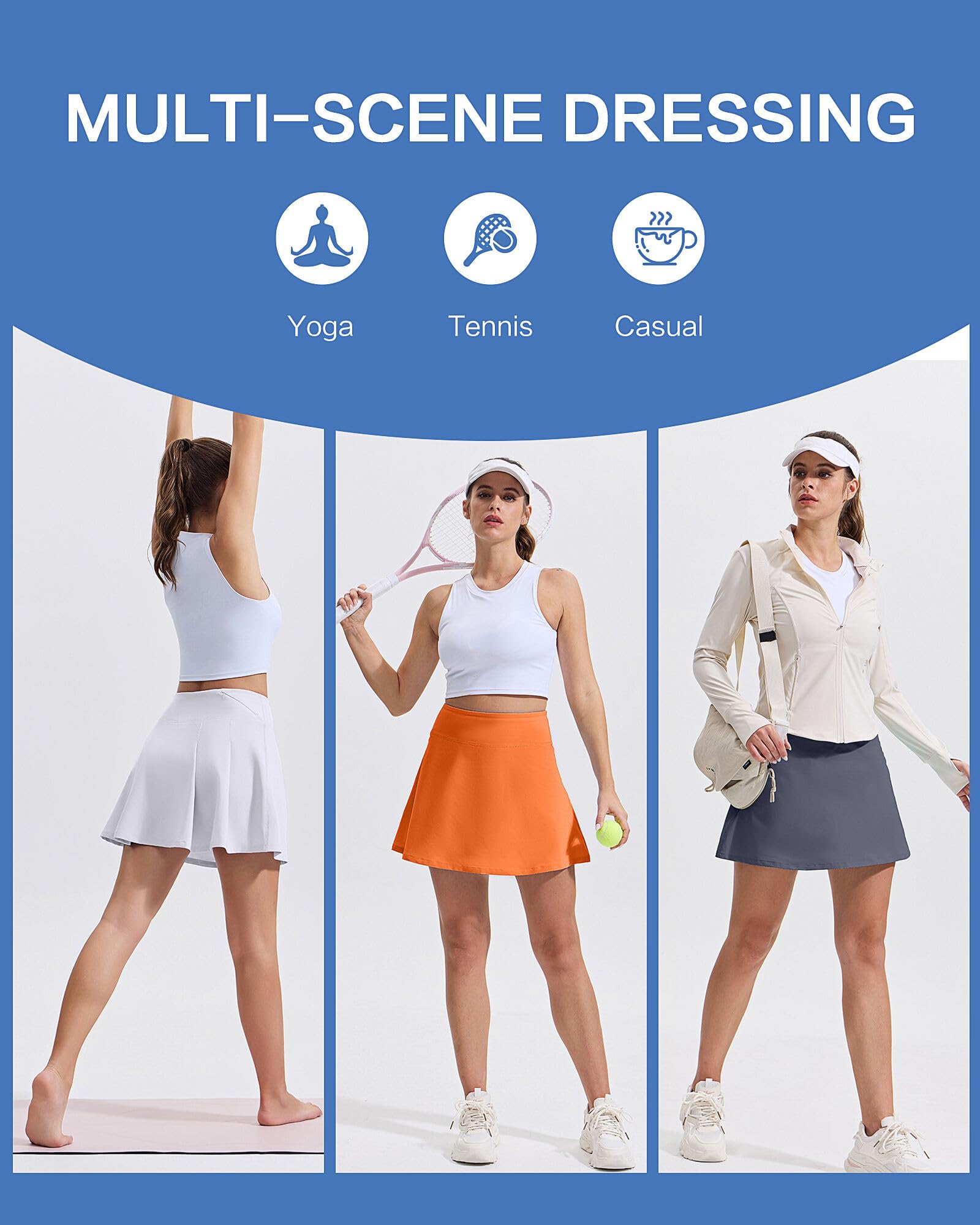 Falda pantalón de tenis para mujer con bolsillo de forro de cintura media alta, plisada, falda de golf, deportiva, de secado rápido, ligera
