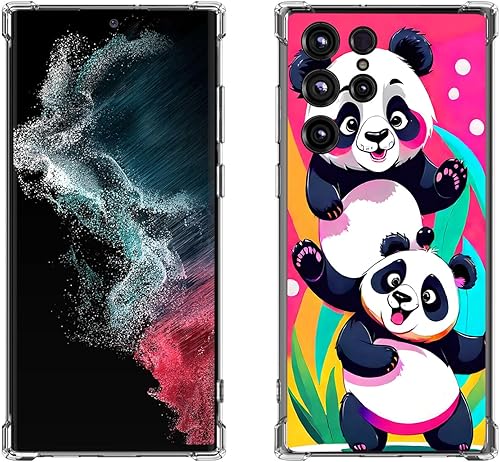 Beaucov Funda para Samsung Galaxy S24 Ultra, protección contra caídas de oso panda rosa, a prueba de golpes, carcasa protectora de cuerpo completo