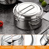 1200 ml round lunch box, stainless steel, leak-proof bento box lunch box, metal lunch box, adult stainless steel, camping pot, lunch box with handle, for snacks, cereals, soups, main meals - 3