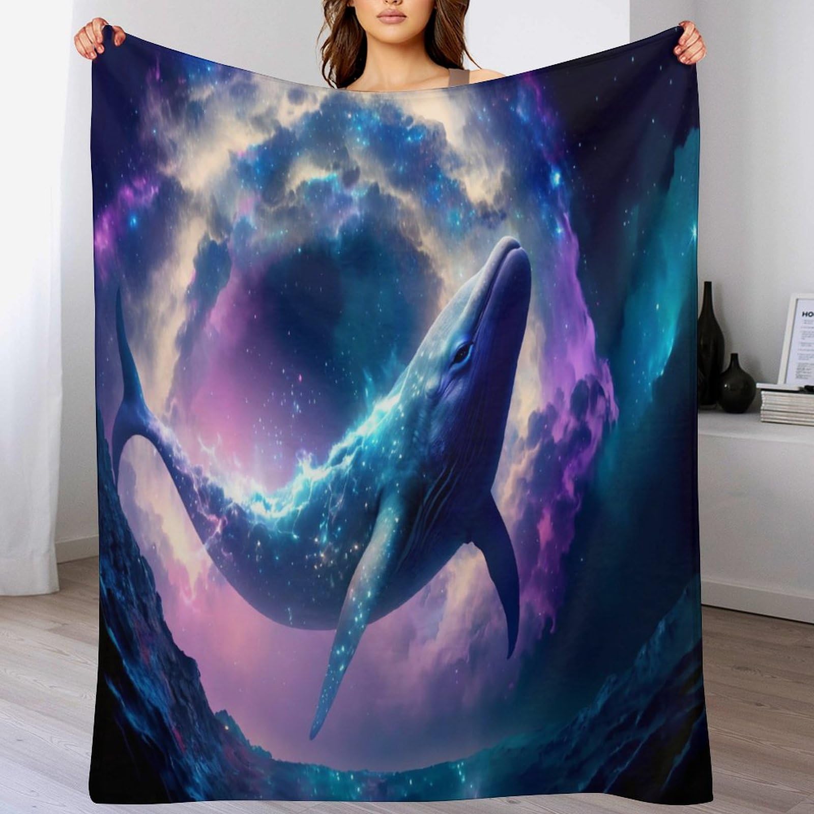 Couverture polaire baleines moelleuse contre le froid du canapé