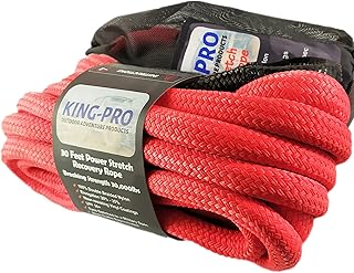 Kinetic Recovery Rope 7/8“x30' Towing Rope 30,000lbs Breaking Strength 100% Nylon Made Heavy Duty Offroad Snatch Rope 30% Stretches for Full-Size Truck Large SUVs Offroad Vehicels (Red)
