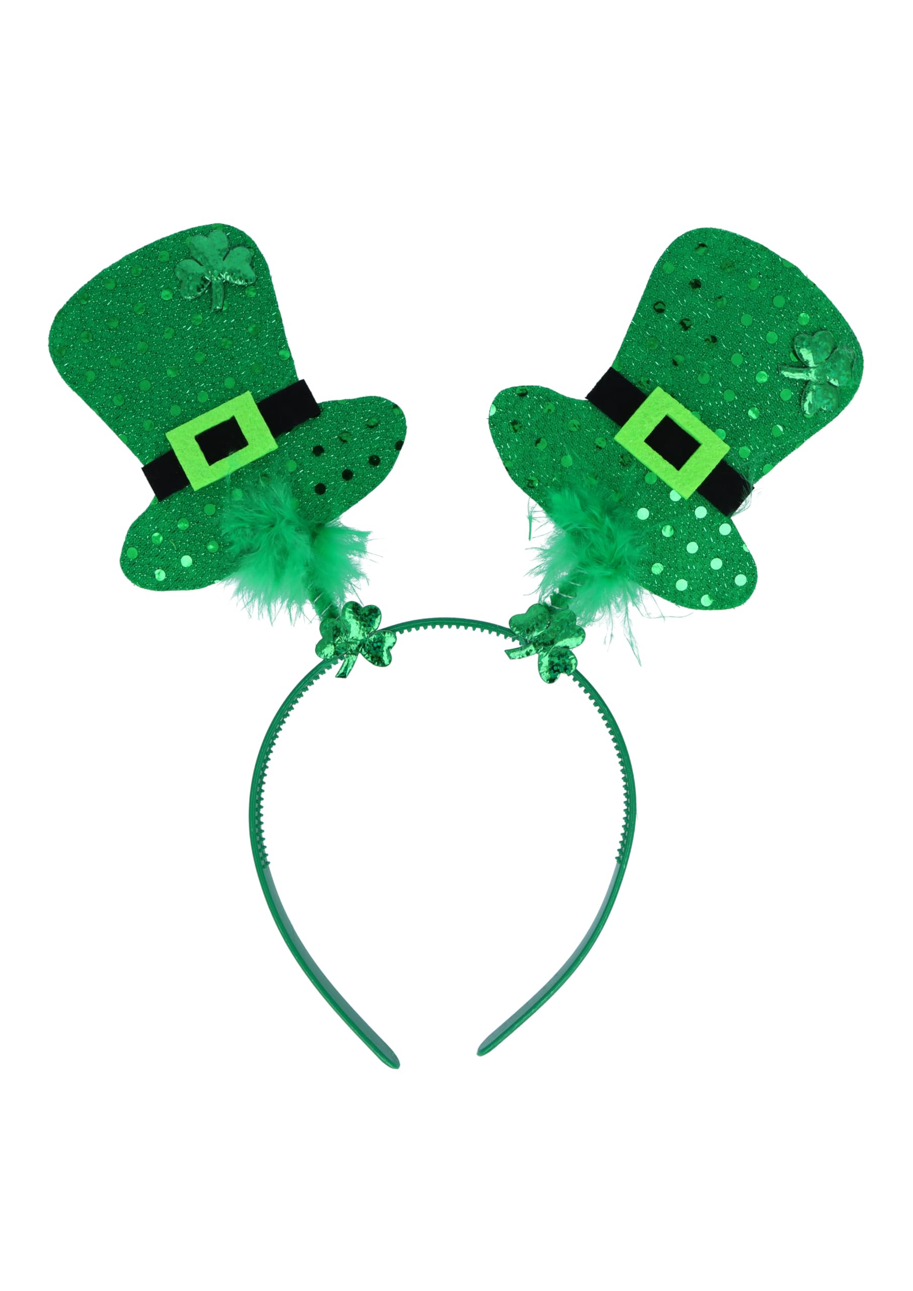 Irish Mini Hat Head Boppers with Green Fur Shamrock Leprechaun Headband Deely Boppers St Patricks Day Fancy Dress Costume Hair Accessories Adults Novelty Gift