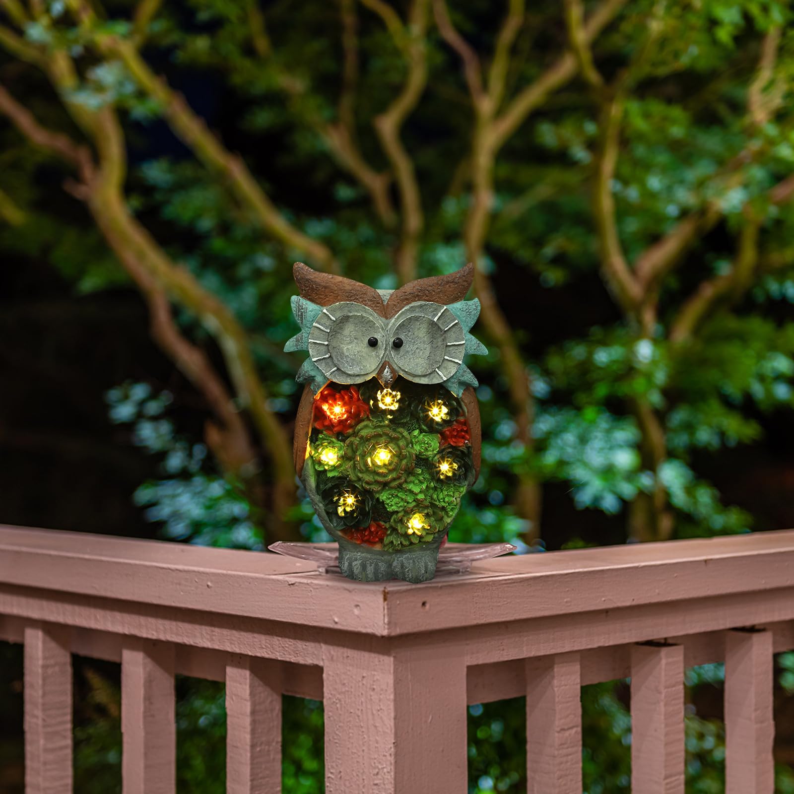Eulenfigur Gartenlampe aus Kunstharz, für Hof und Rasen | Stabile Helligkeit, Kreative Nachtbeleuchtung, Dekorative Landschaftsfigur