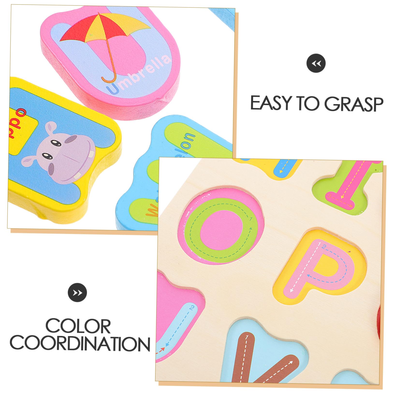 3 Piezas Puzzle de Madera Montessori para Aprendizaje de Alfabeto Números Arábigos y Formas Juguete Educativo para Desarrollo de Habilidades Motoras y Coordinación Visual