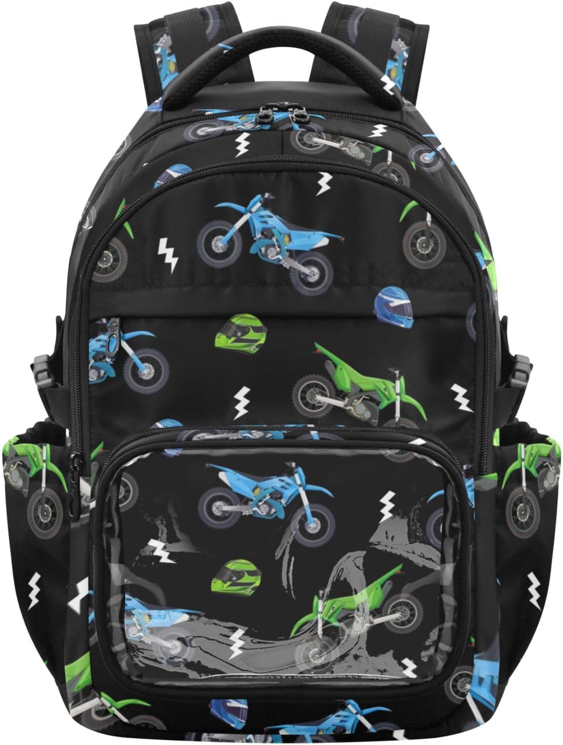 Backpack for School Mushroom Snail with PVC Transparent Front Zipper Bag
