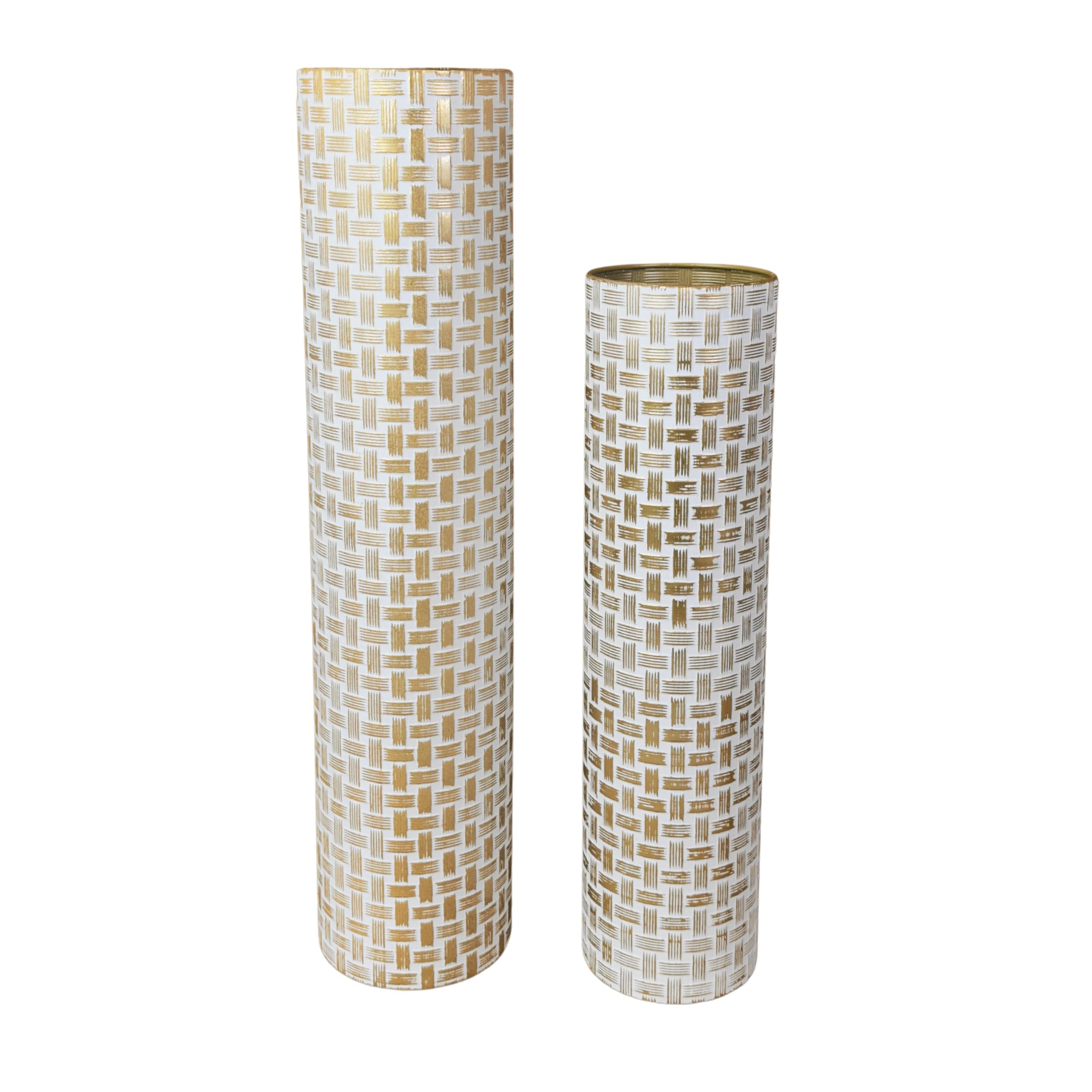 Leewadee Große Bodenvasen im 2er Set 60/47 cm - Hohe Metall Deko Vasen in Gold für Wohnzimmer Dekoration