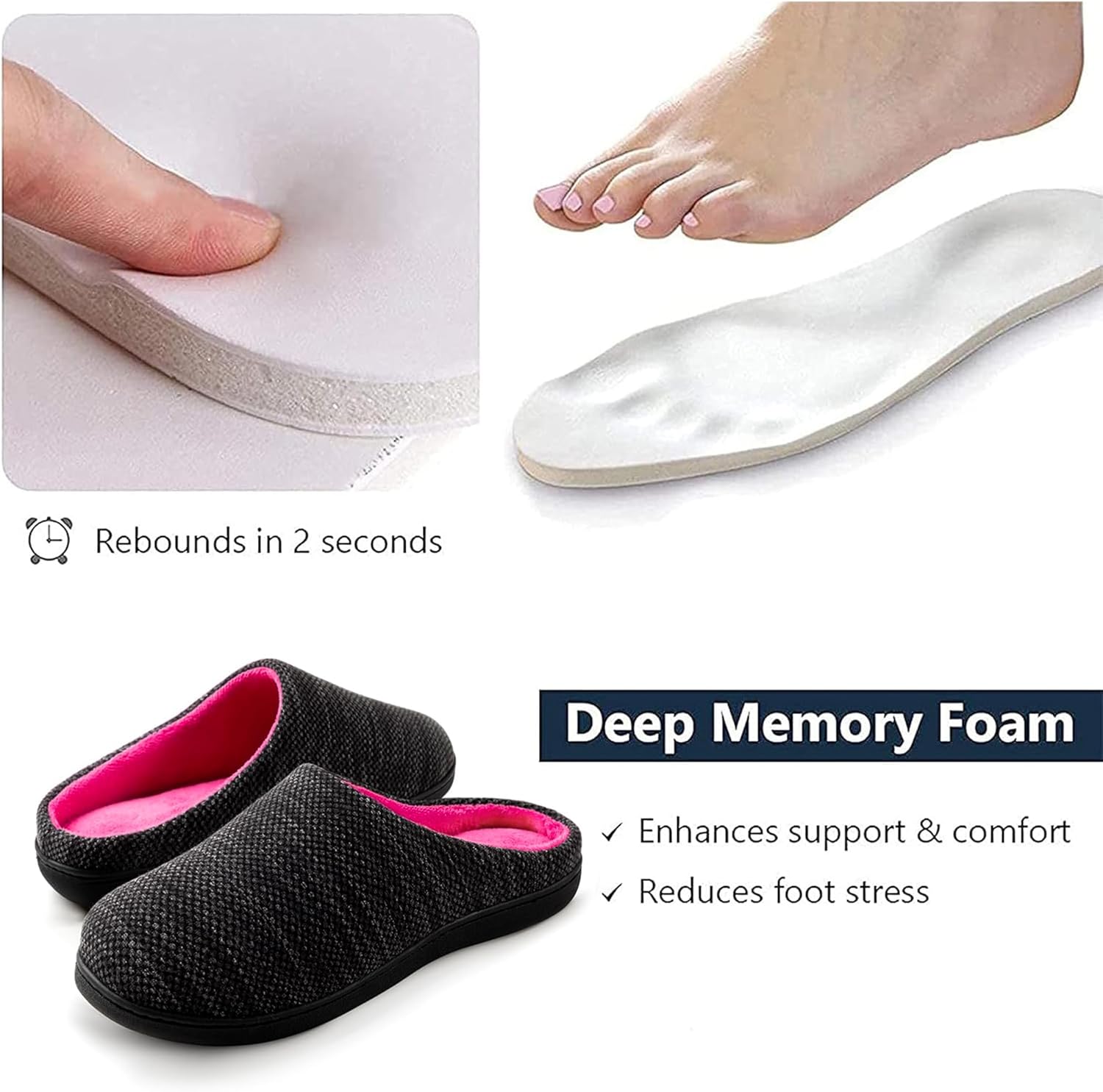 RockDove Womens Birdseye Knit Memory Foam Slippers Two Tone Slip On Open Back Breathable Waffle Upper Non Slip Rubber Sole Gift Idea - Image 4