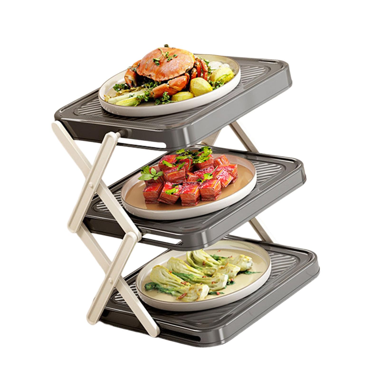 ZBIianxer Stackable ABS Kitchen Rack with Removable Layers for Efficient Food Storage and Utensils Kitchen Storage Rack