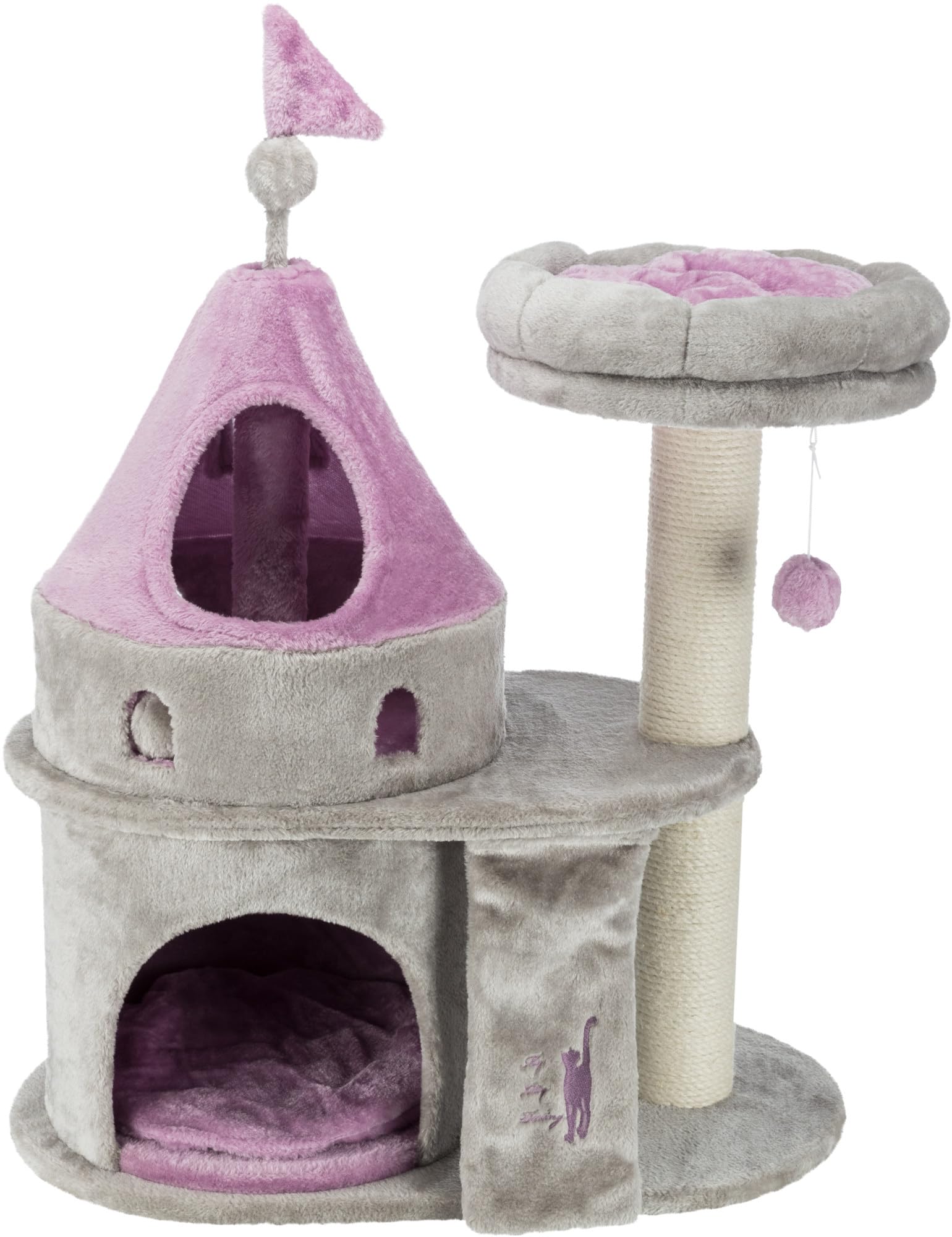 TRIXIEMy Kitty Darling Castle Condo, Plush Cat Tree, Sisal Scratching Post, Removable Bed, Crinkling Blanket, Cat Toy
