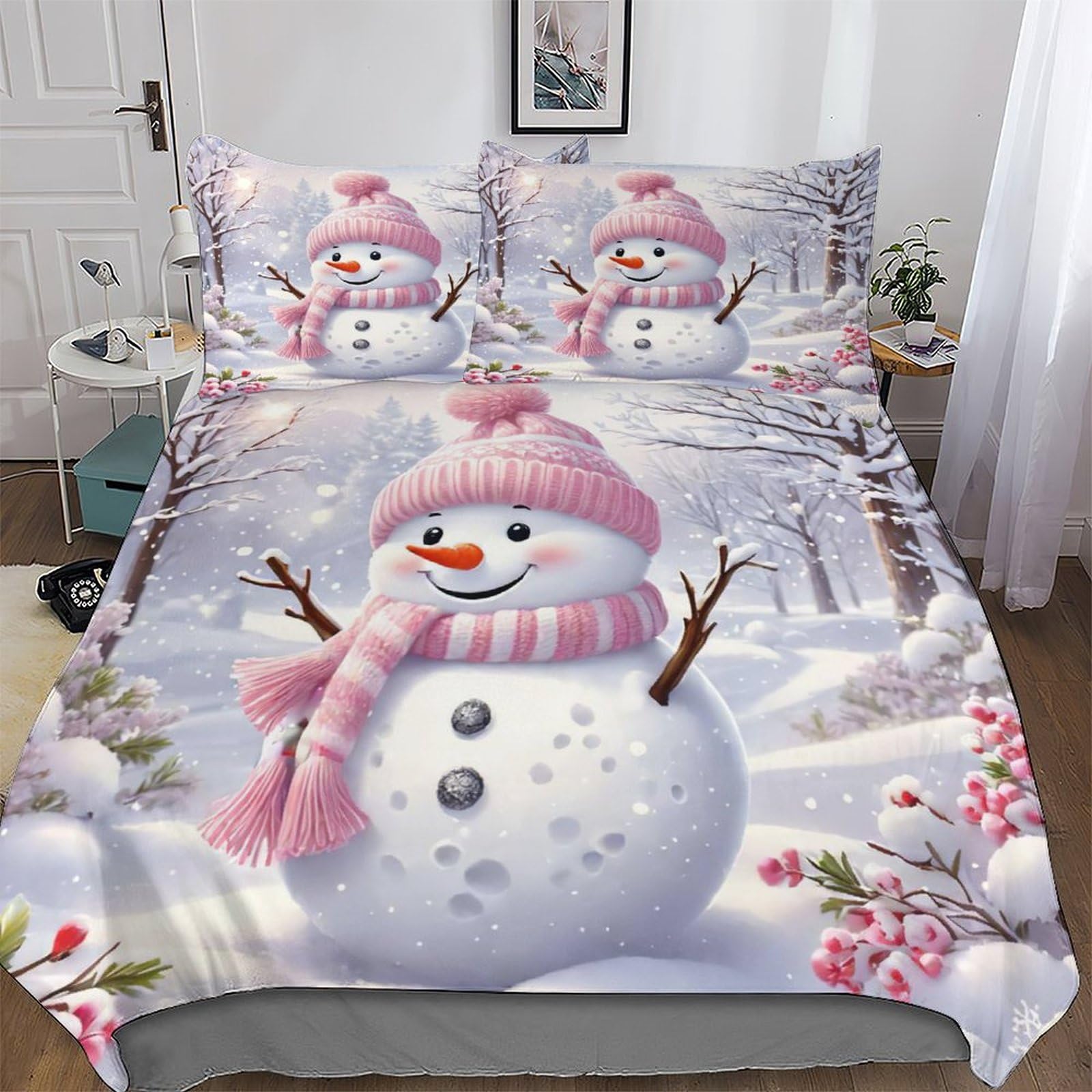 Parure de lit bonhomme de neige pour chambre enfant et ado