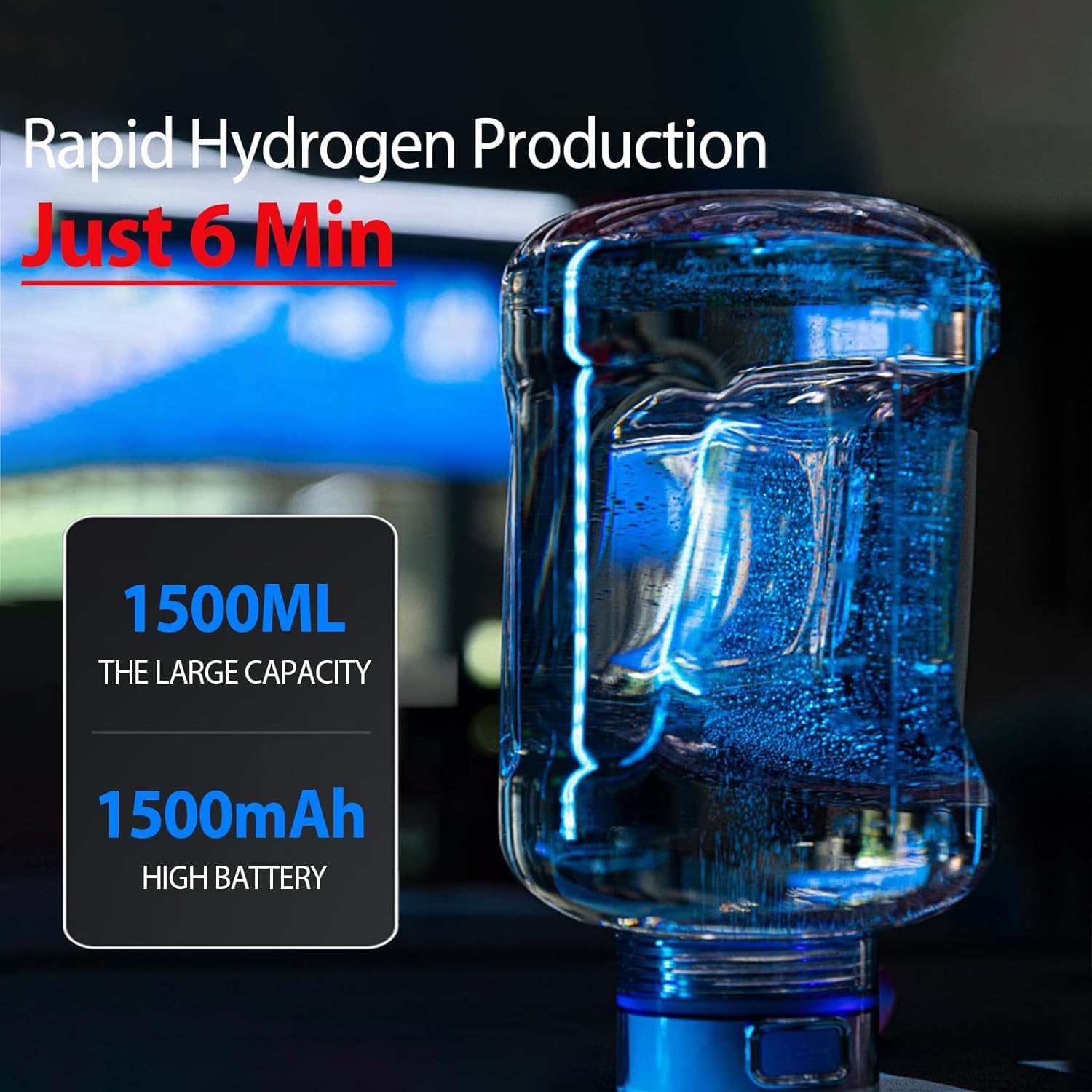 SXHEYUY Botella Deportiva De 1500 Ml, Botella De Agua Hidrógeno, Agua Hidrógeno Molecular Portátil con Tecnología, Botella Hidrógeno Rápido De 6 Minutos para El Hogar Y Los Viajes,Rosado