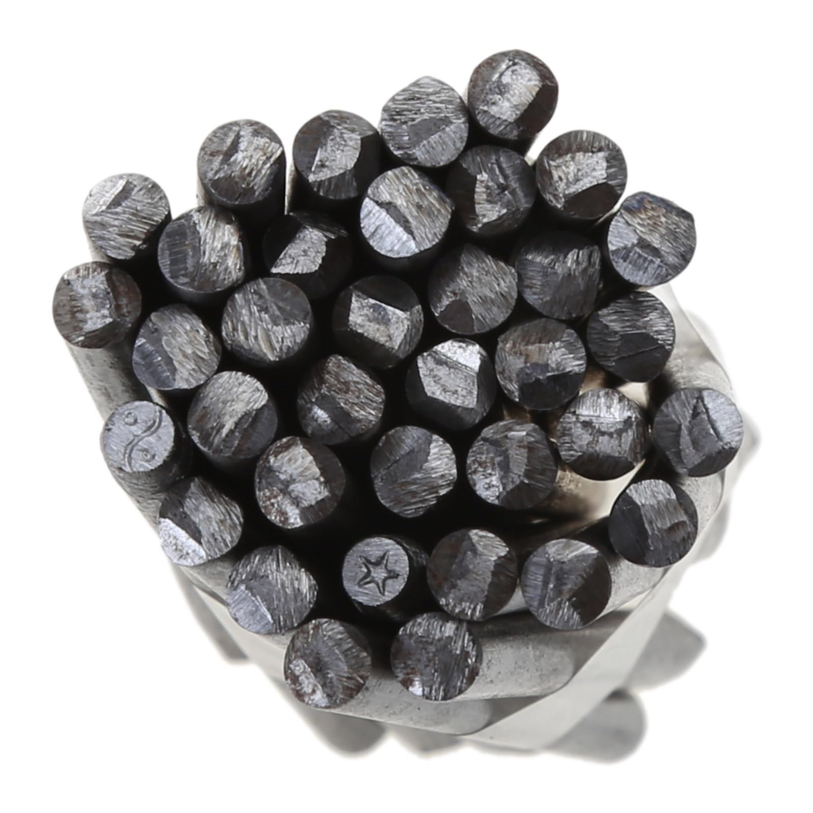 Lot de 36 emporte-pièces en acier pour tamponner le métal, les fleurs, les plantes, les feuilles d'étoiles, les marquages, l'or, les barres d'argent, les outils de marquage de bijoux, or