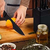 FrutPunch 7-Piece Kitchen Knife Block Set with Built-in Sharpener - Forged Stainless Steel, Dishwasher Safe, Sharp & Balanced