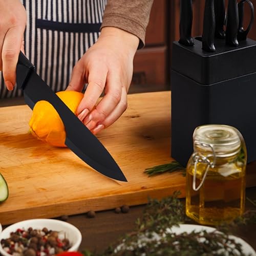 Miniatura 2 de Juego de cuchillos de cocina con bloque de cuchillos, juego de cuchillos de cocina de 7 piezas, juego de cuchillos con bloque de afilado integrado,