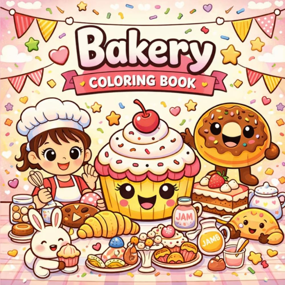 The Bakery Coloring Book: A delightful coloring adventure filled with adorable bakery scenes, smiling desserts, and cheerful bakers — perfect for creative kids and sweet lovers!