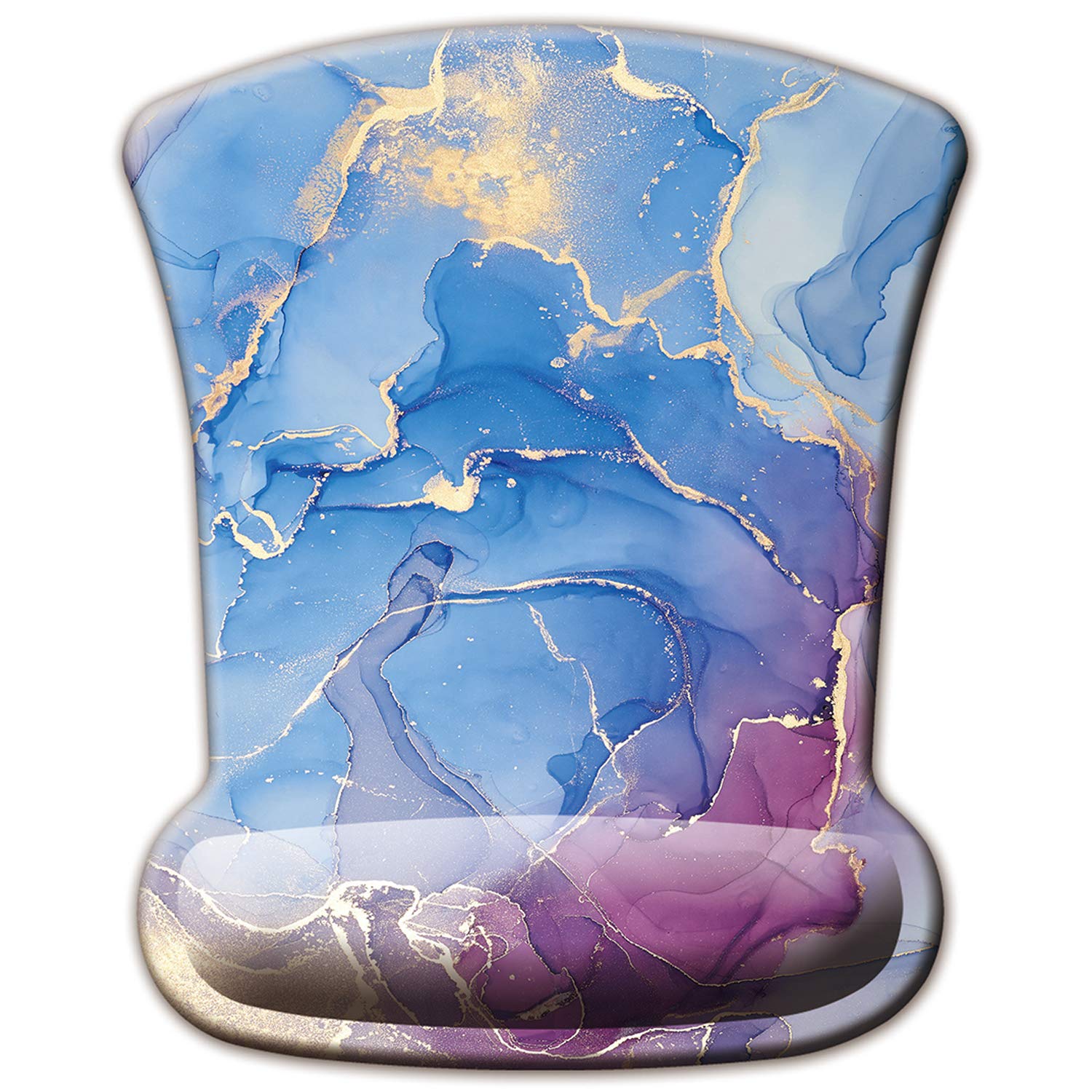 ITNRSIIET Mouse Pad, Ergonomic Mouse Pad with Memory Foam Wrist Rest Support, Gaming Mouse Pad with Cloth, Non-Slip PU Base for Computer Laptop Home Office Travel, Modern Blue Art Marble