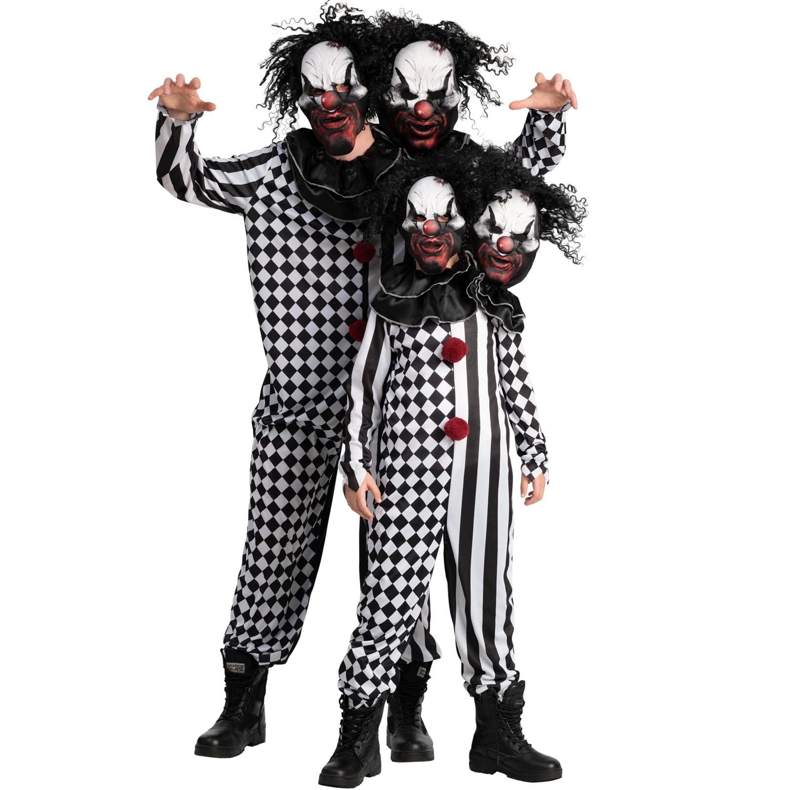 Morph męski kostium strasznego klauna wielokolorowy - przerażające przebranie złego klauna na Halloween z maską