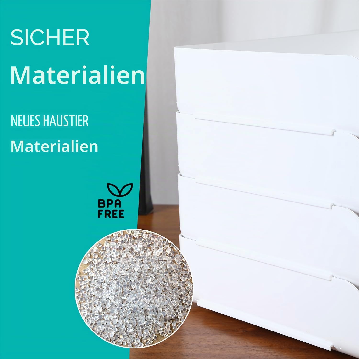 4-stöckige Ablagekorb für A4, Dokumentenablage aus PET Kunststoff, Briefkorb, Briefablage Organizer (Weiß)