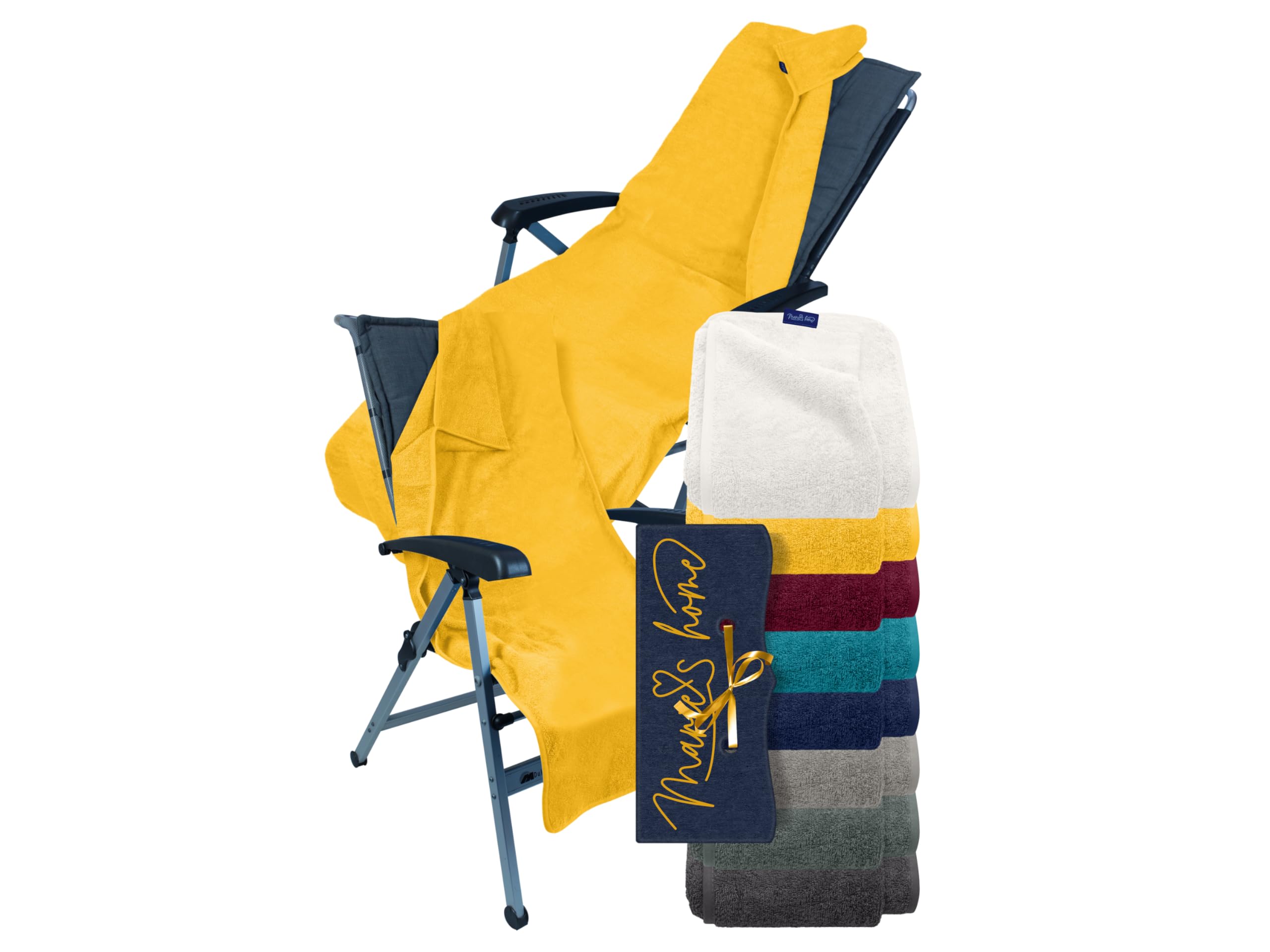 Marie´s Home Terry Cloth Protective Cover for Garden Chair and Garden Lounger 70 x 200 cm for Camping Chair Camping Lounger Folding Chairs Sauna Lounger Beach Lounger Pool Lounger 70 x 200 cm Yellow — image 1