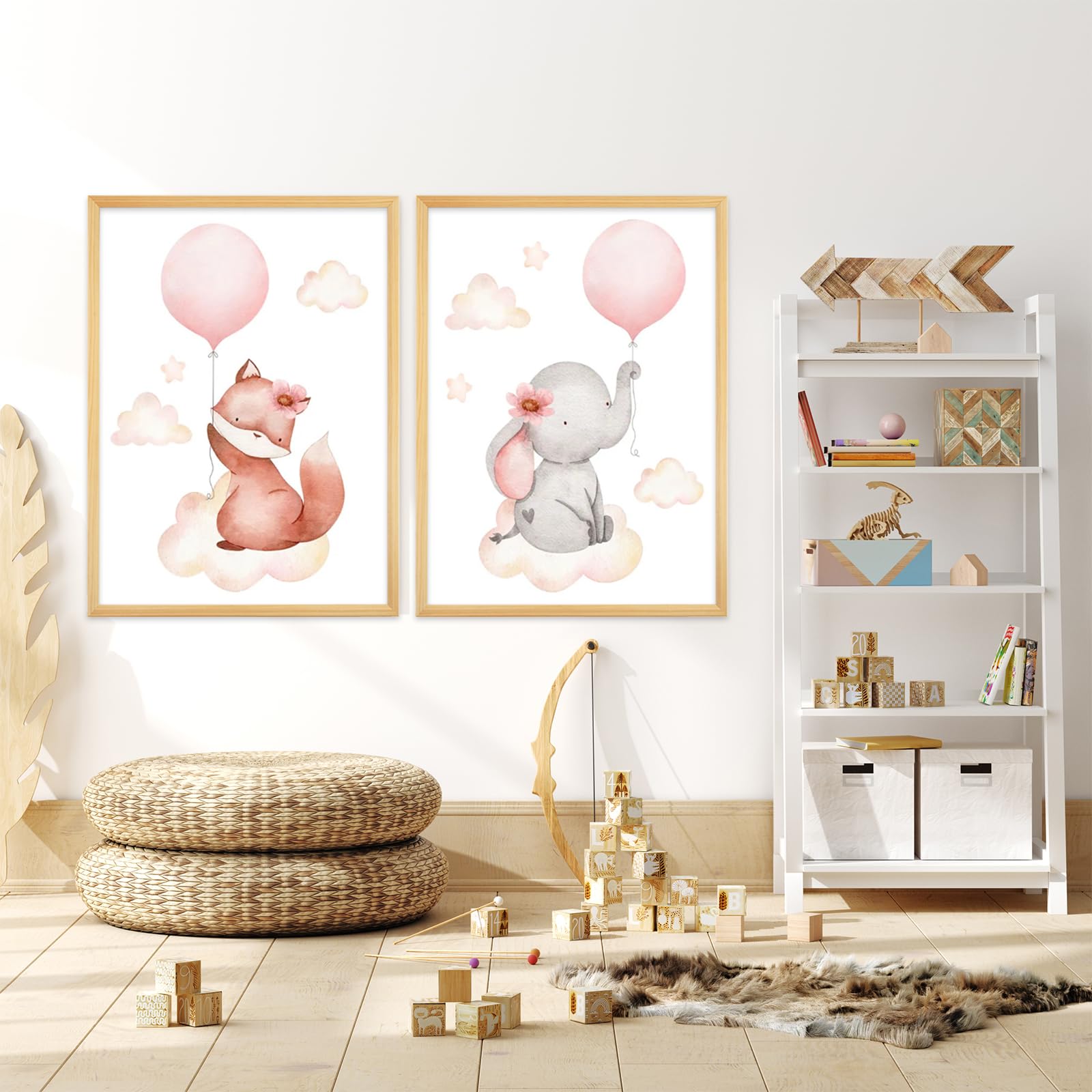 GZYYANG Set di 3 poster per cameretta dei bambini, formato A4, decorazione per la cameretta dei bambini, con animali, per la cameretta dei bambini, senza cornice