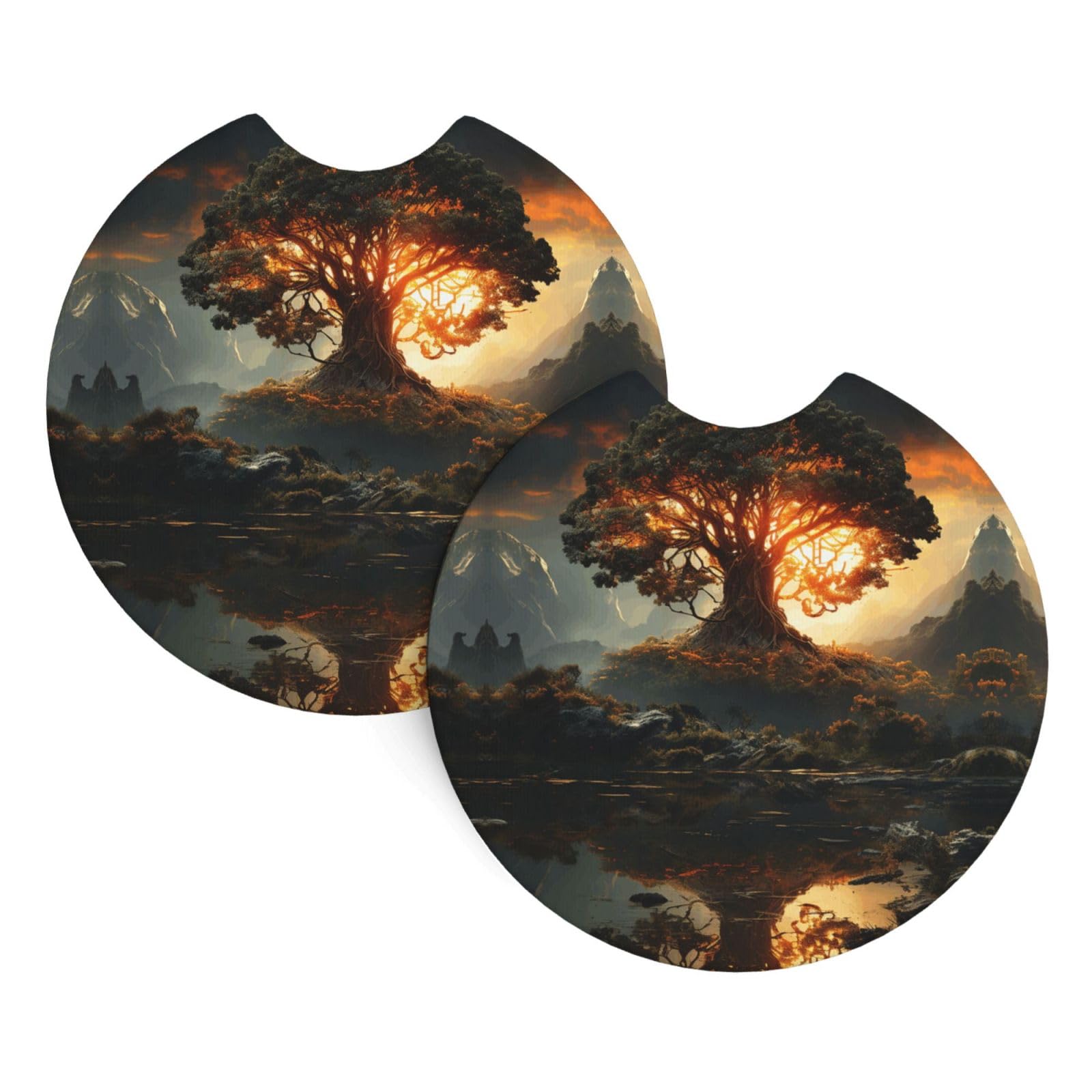 2 Pack Car Coaster for Cup Holders Natural Beauties Car Cup Coaster 2.7" Neoprene Non-Slip Automotive Cup Mat Universal Auto Car Interior Accessories for Women Men Cup Pad