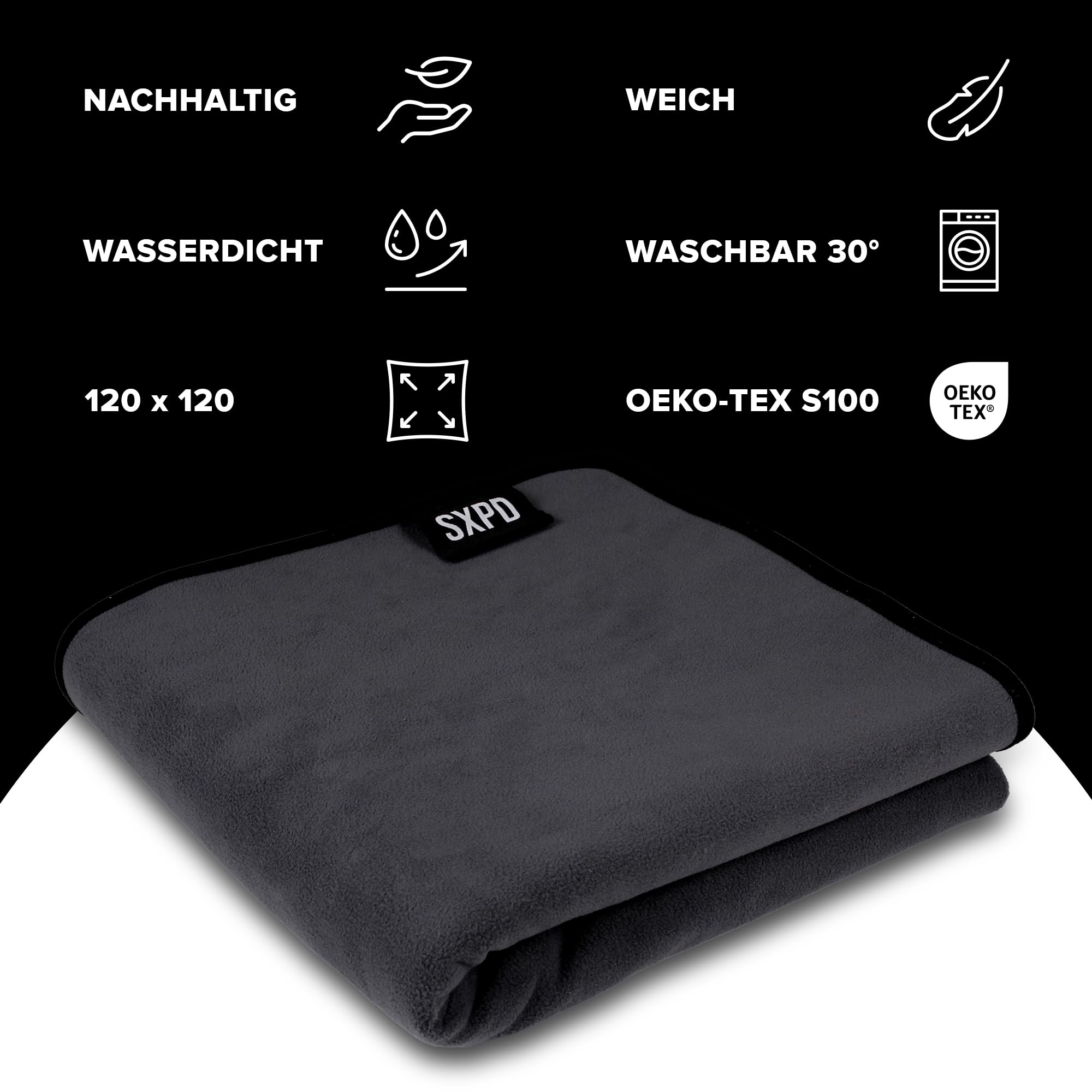 La manta sexual - El original | gris | Manta impermeable de suave forro polar | Protector de colchón - lavable, sostenible y absorbente | Öko-Tex® Standard 100 (200 x 200 cm)